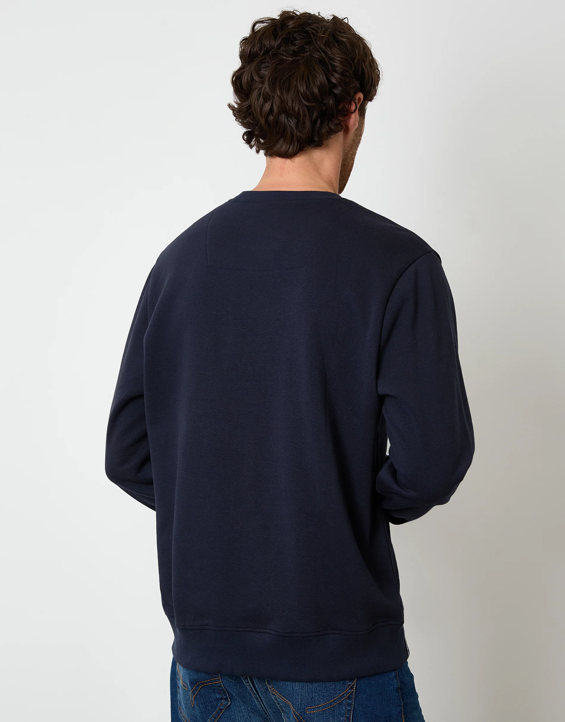 Christmas Graphic Print Crew Neck Sweatshirt in Navy - Image 3