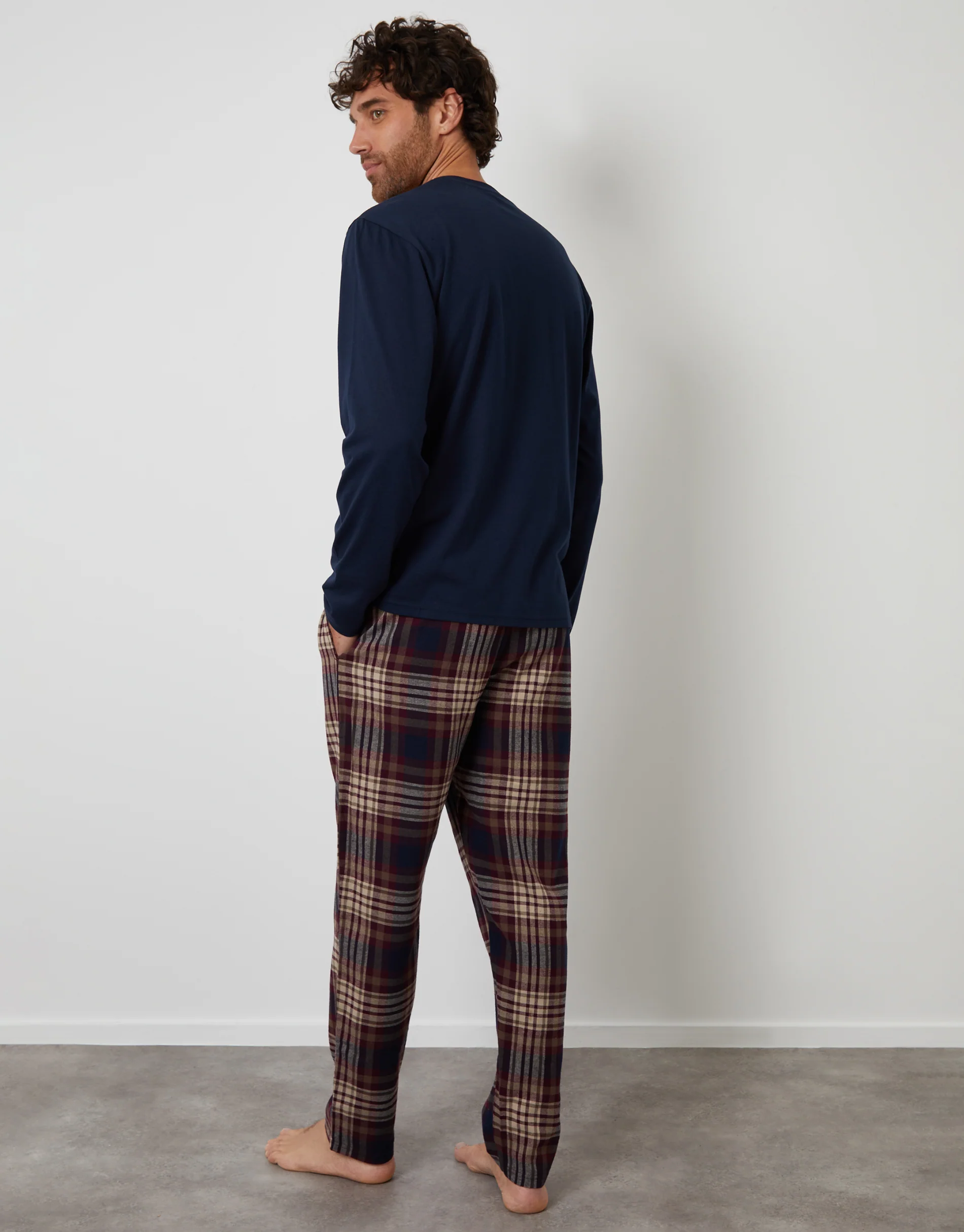 Christmas Truck Graphic Long Pyjama Set in Navy - Image 3
