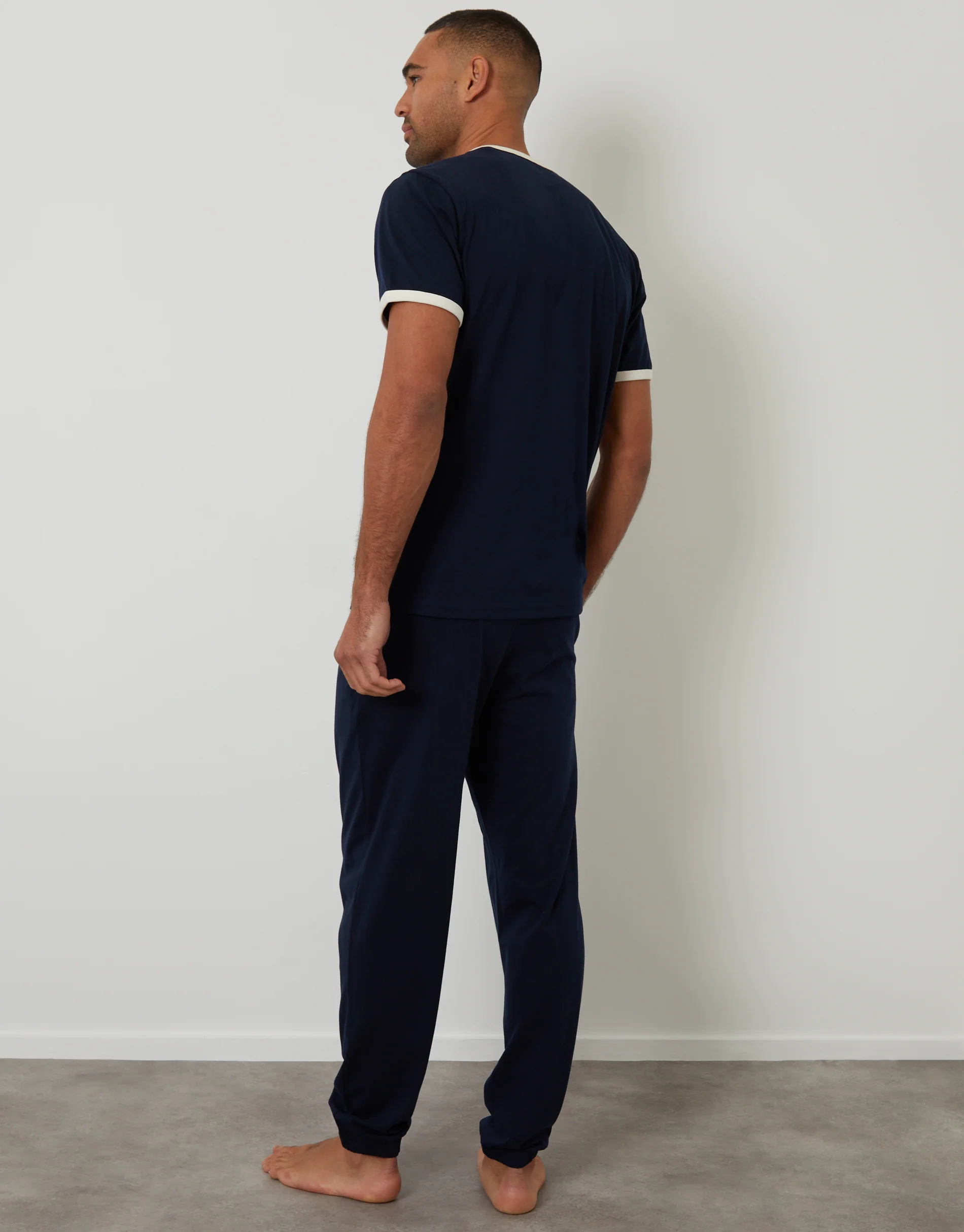 Contrast Binding Lounge Set in Navy - Image 3