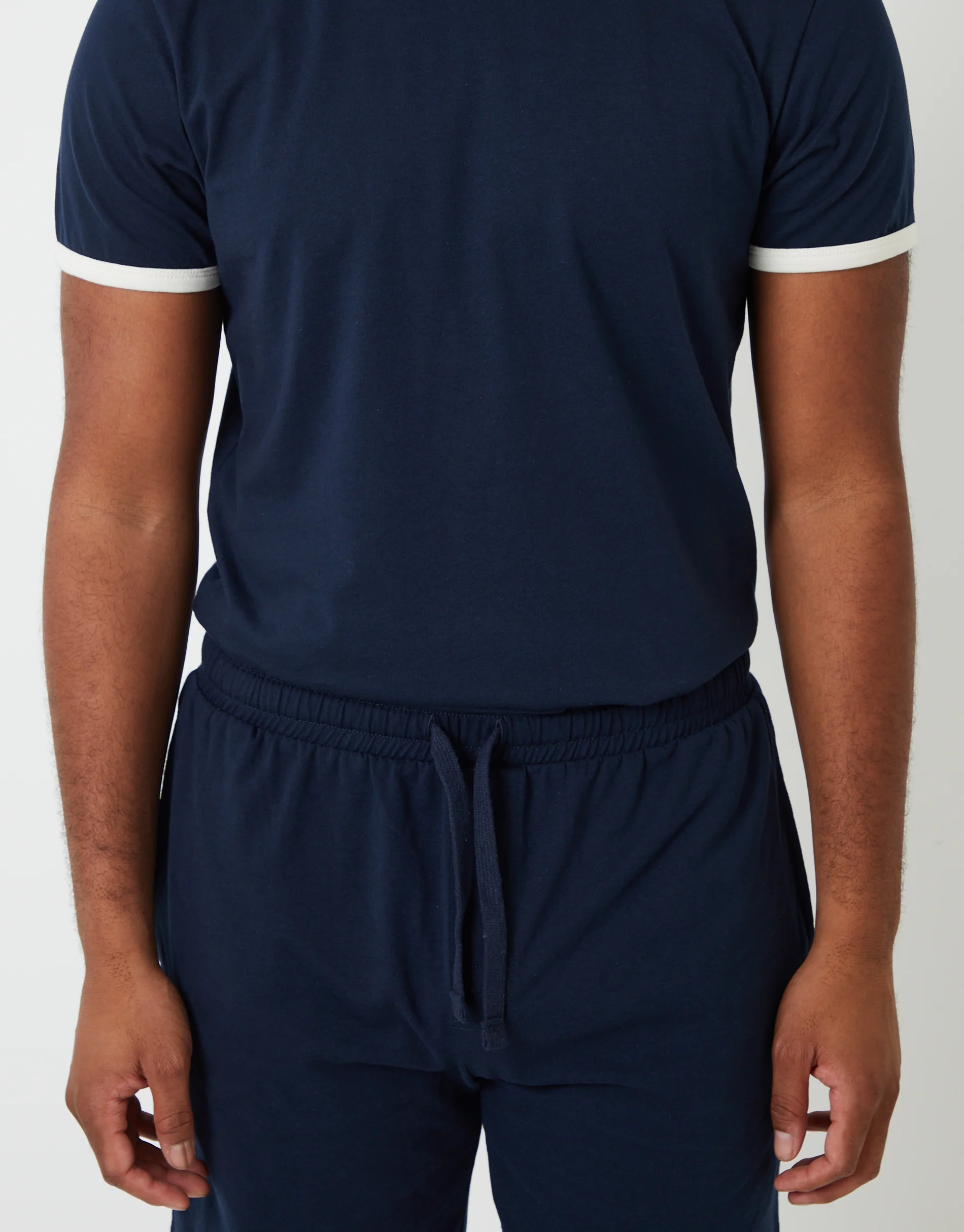 Contrast Binding Short Lounge Set in Navy - Image 5