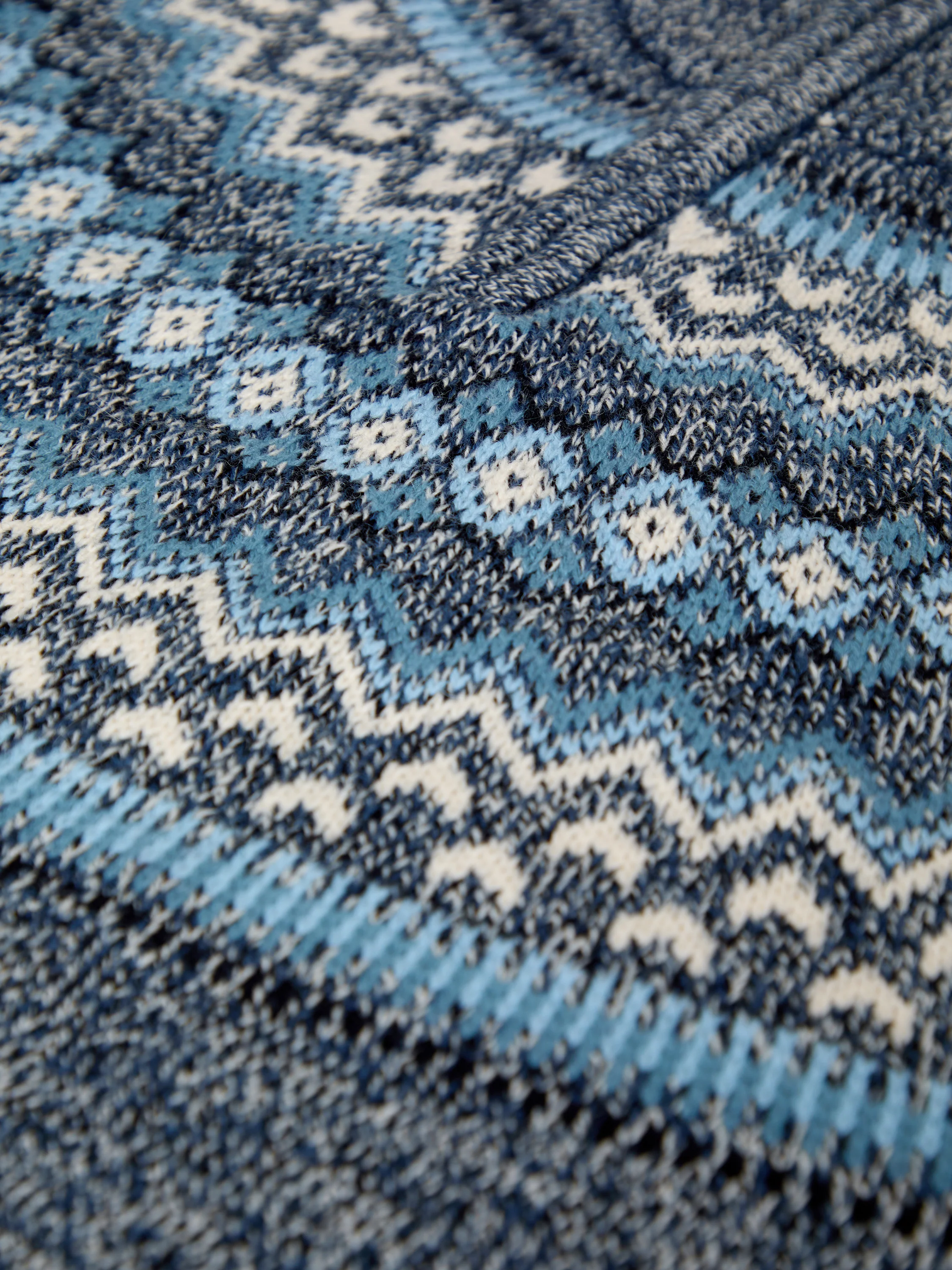 Fairisle Knitted Quarter Zip Jumper in Navy - Image 6