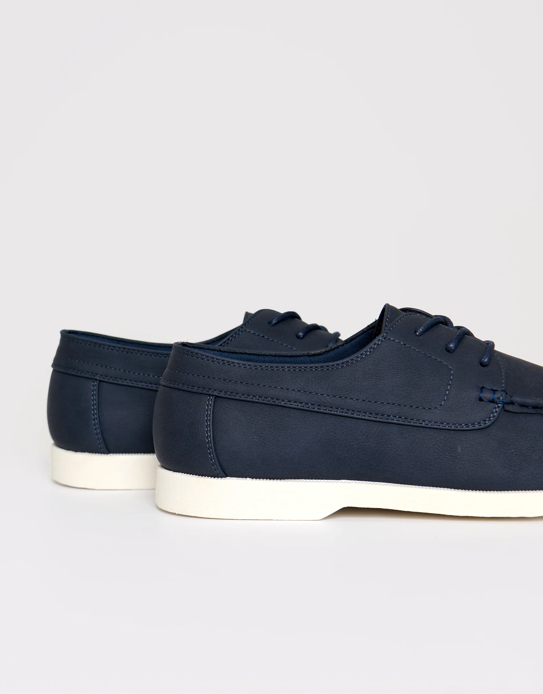 Faux Suede Boat Shoes in Navy - Image 4
