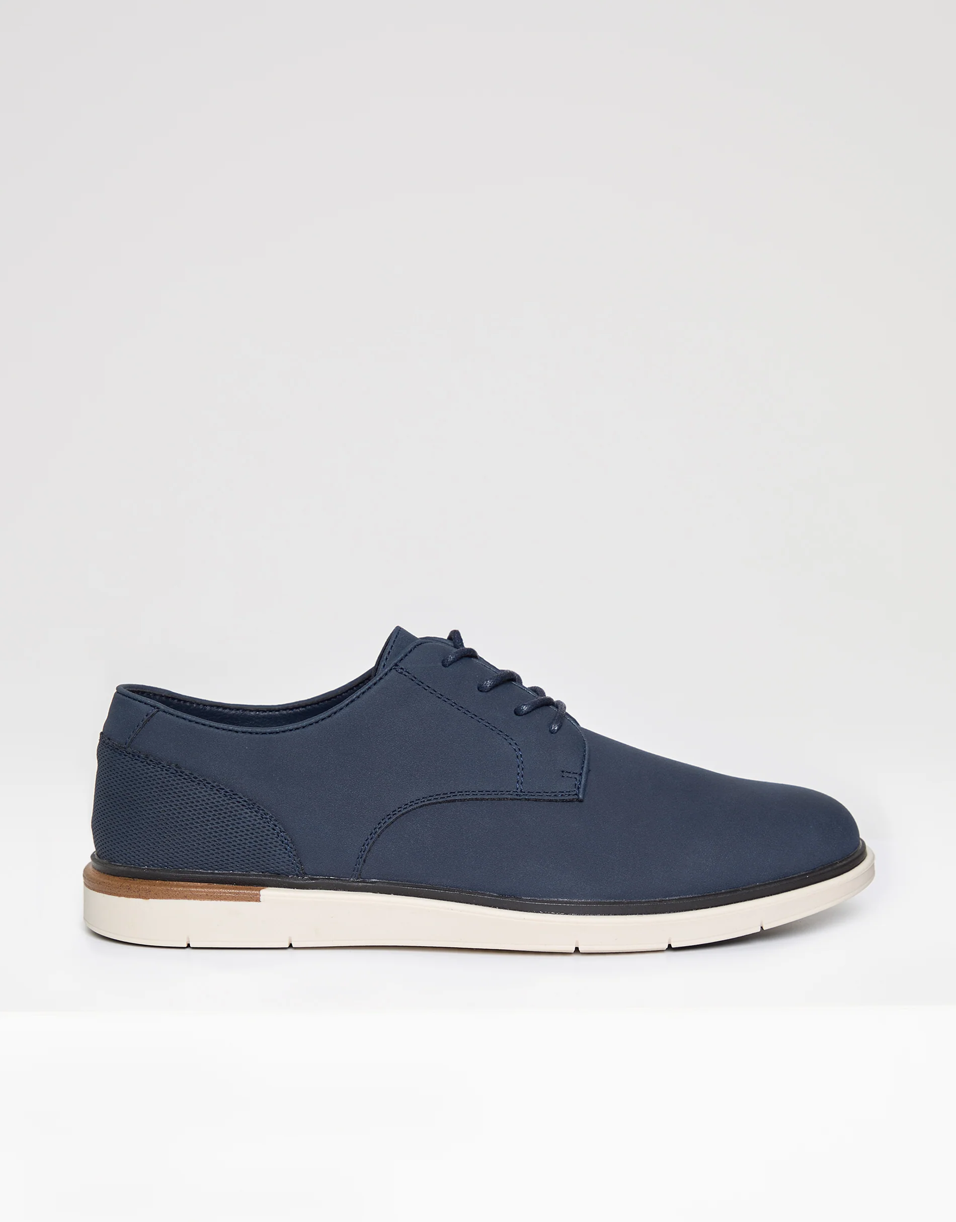 Faux Suede Derby Shoes in Navy
