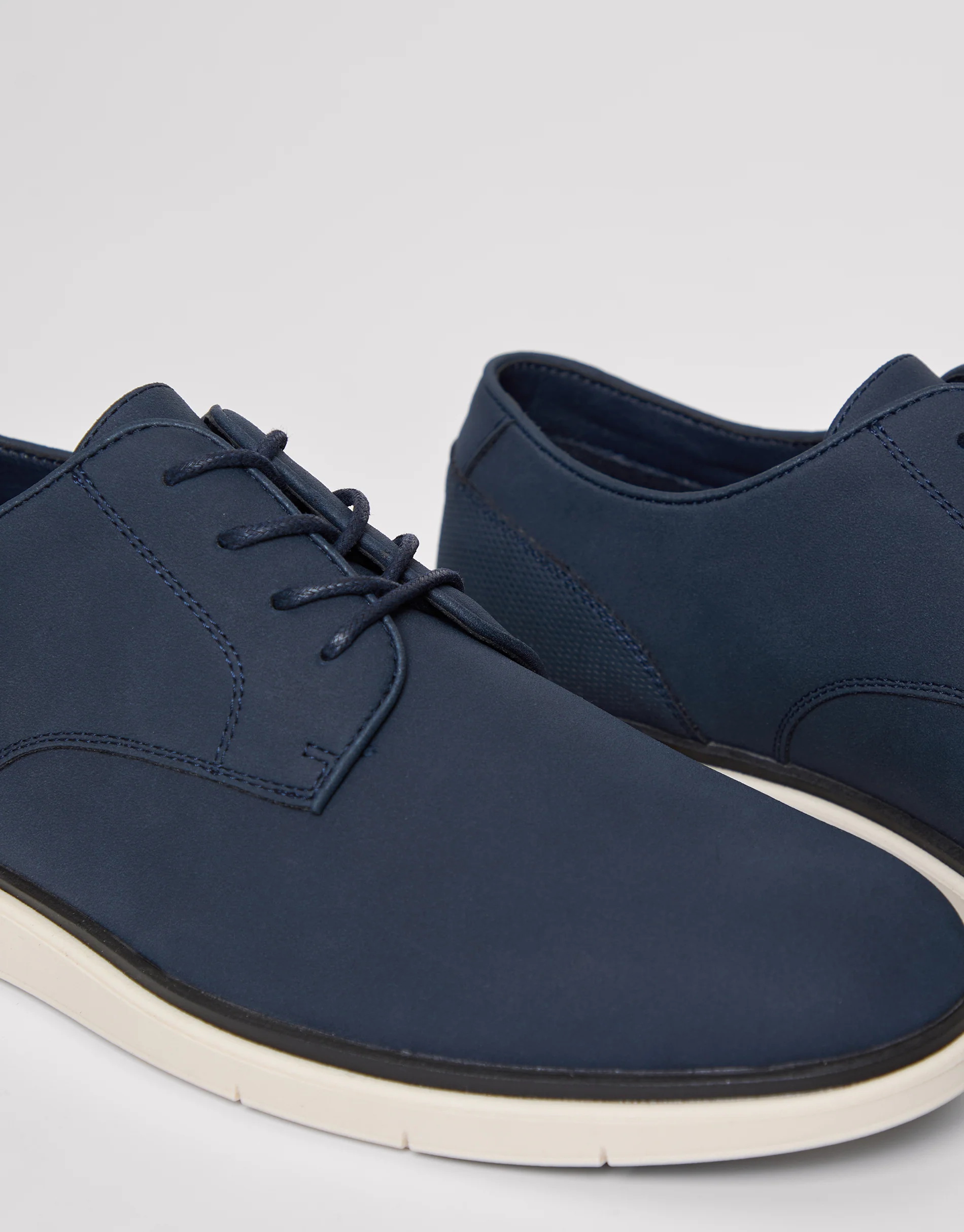 Faux Suede Derby Shoes in Navy - Image 3