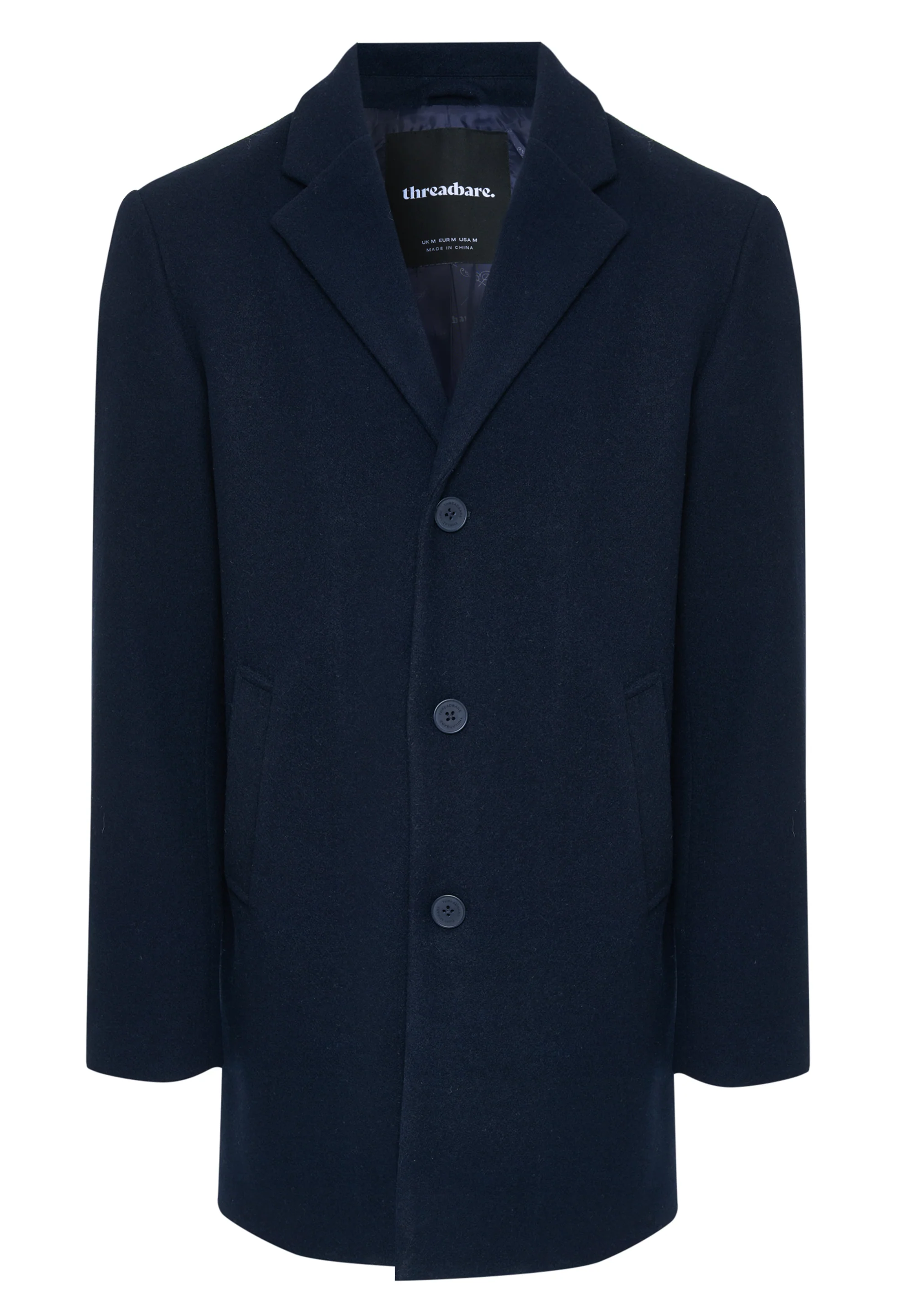 Faux Wool Overcoat in Navy - Image 5