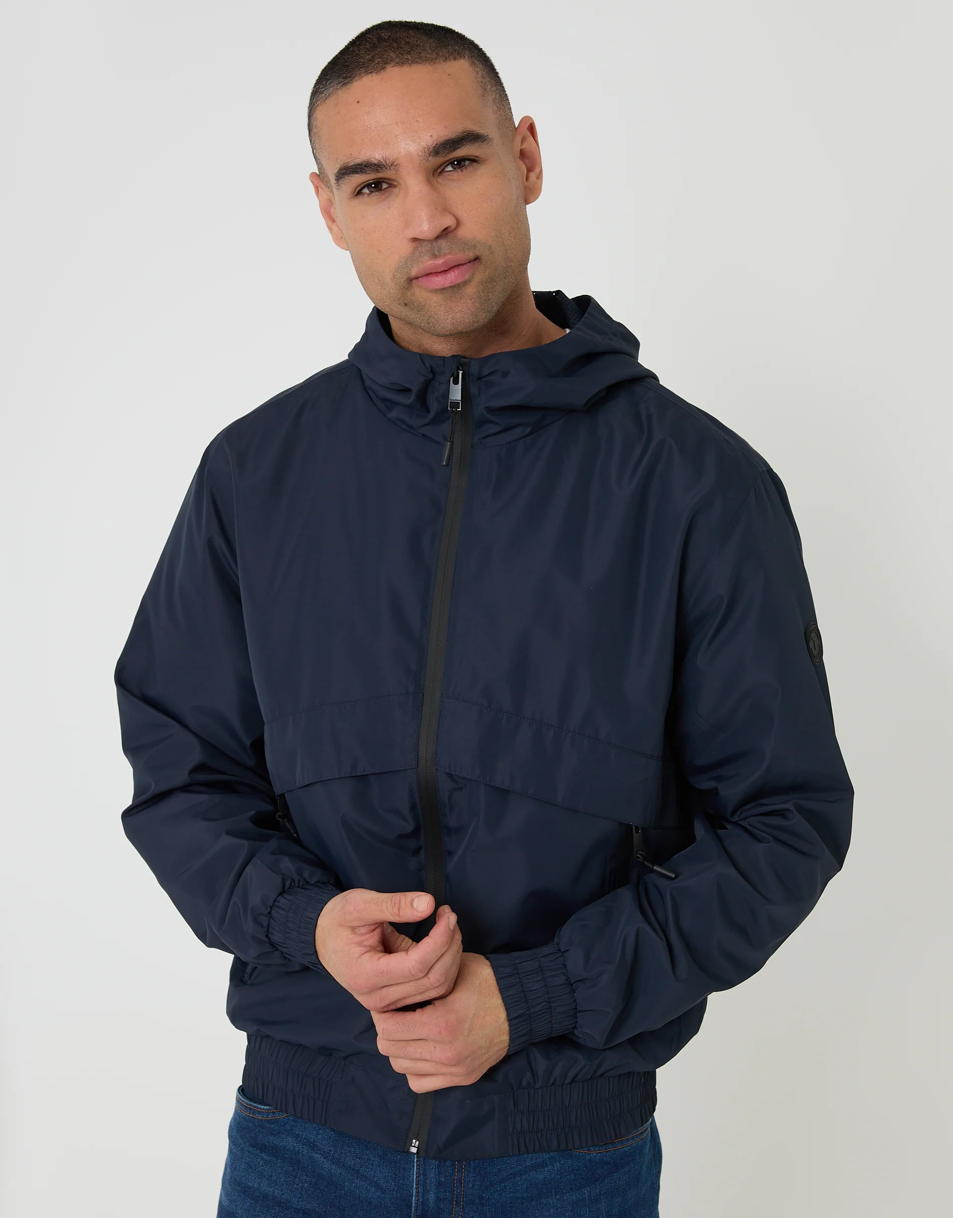 Lightweight Hooded Jacket in Navy - Image 5