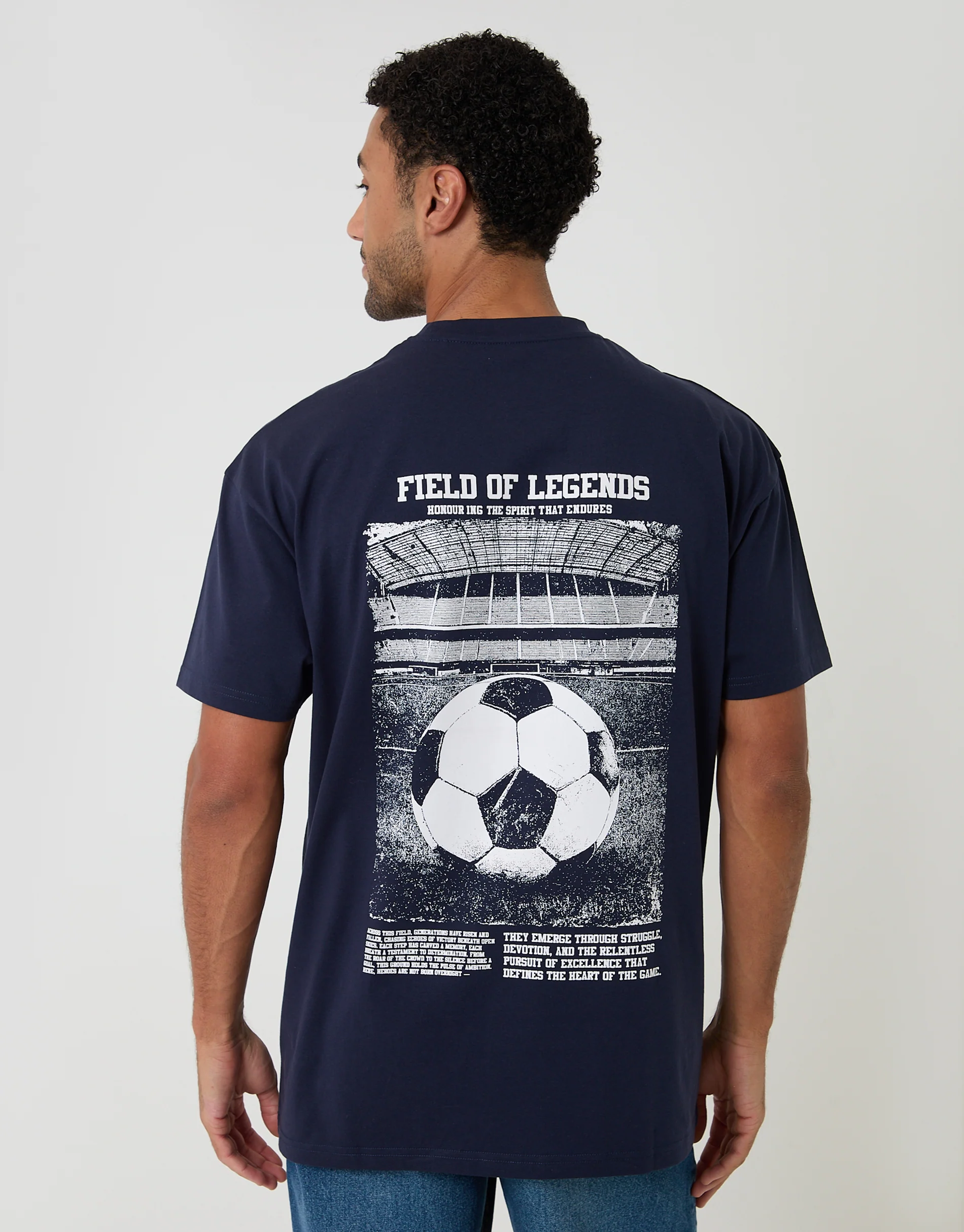 Oversized Field of Legends Cotton T-Shirt in Navy - Image 2