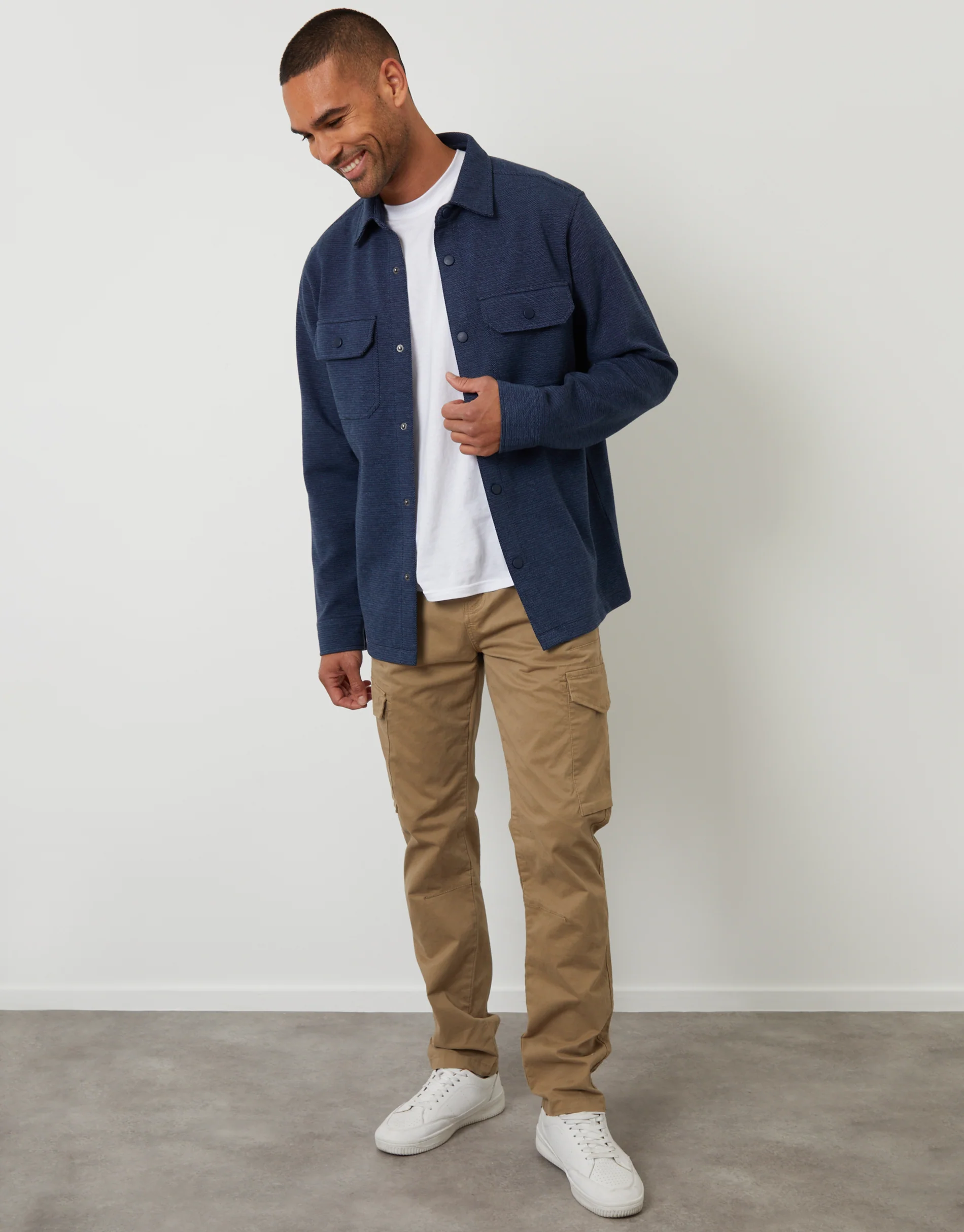 Pique Shacket in Navy - Image 3