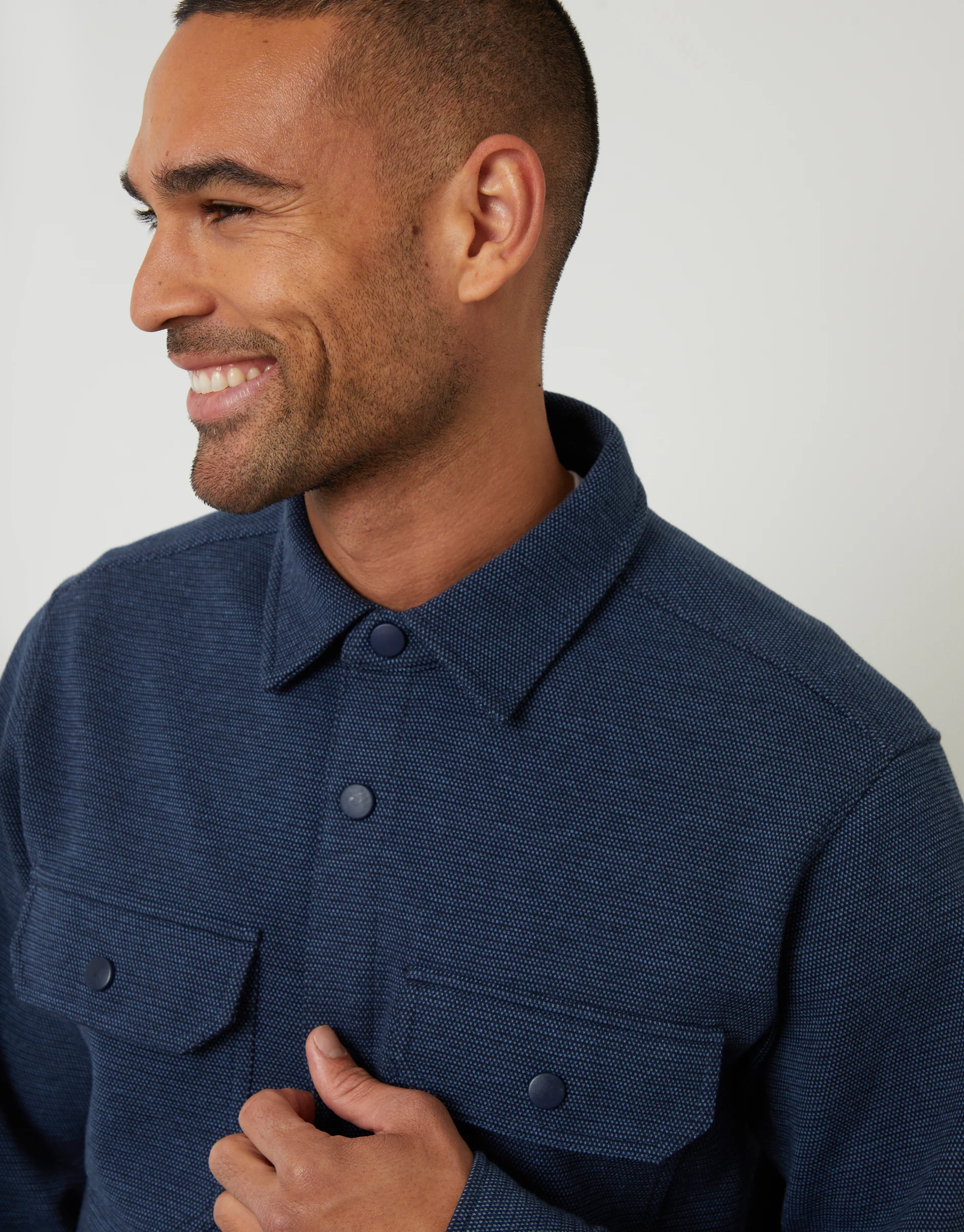 Pique Shacket in Navy - Image 4