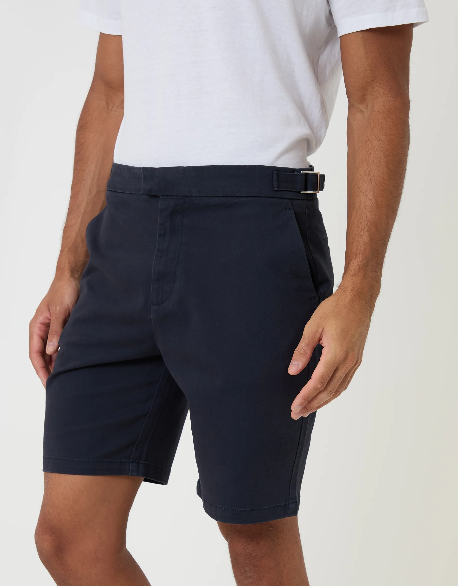 Regular Fit Stretch Chino Shorts in Navy - Image 2