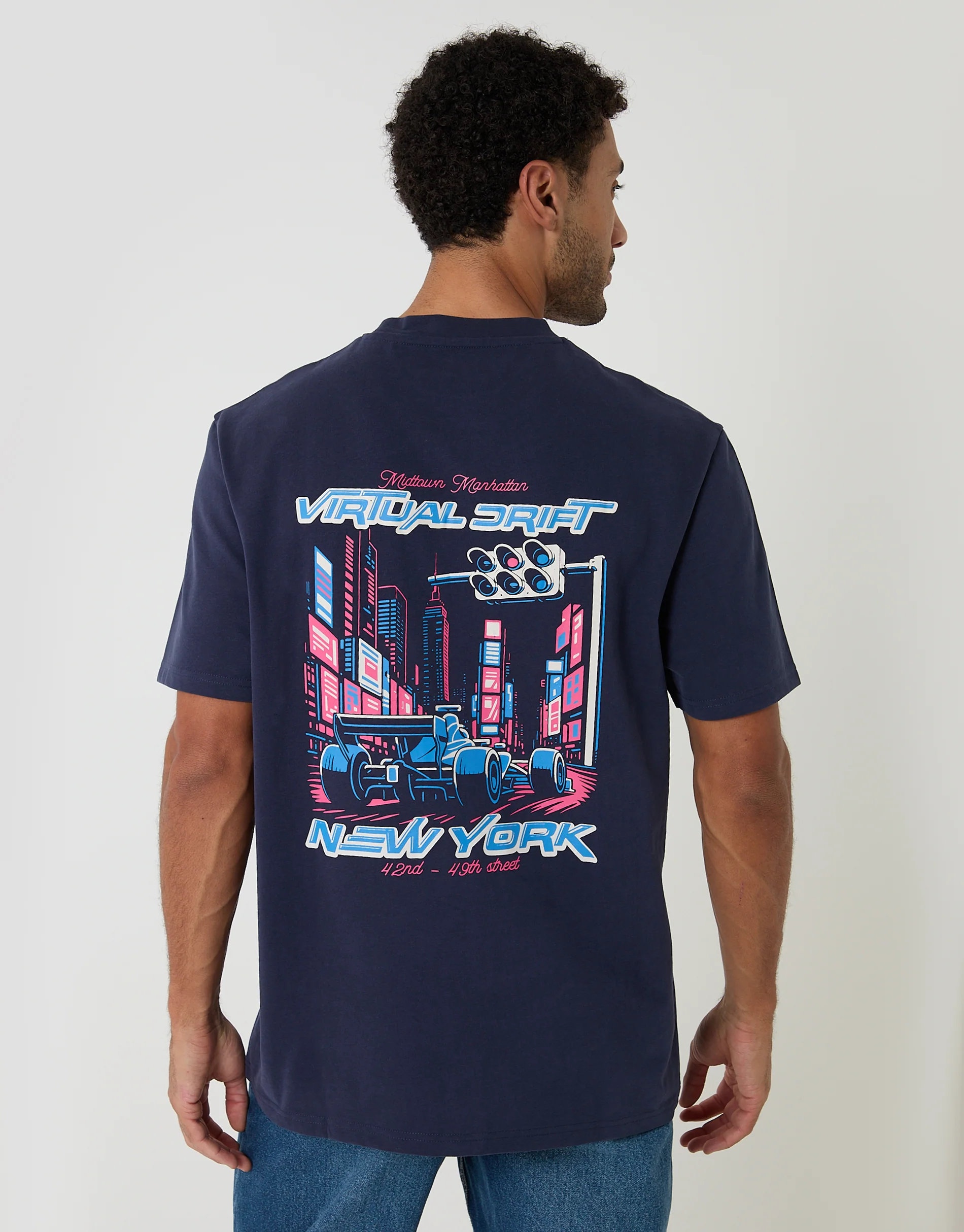 Relaxed Fit Midtown Peached Cotton T-Shirt in Navy