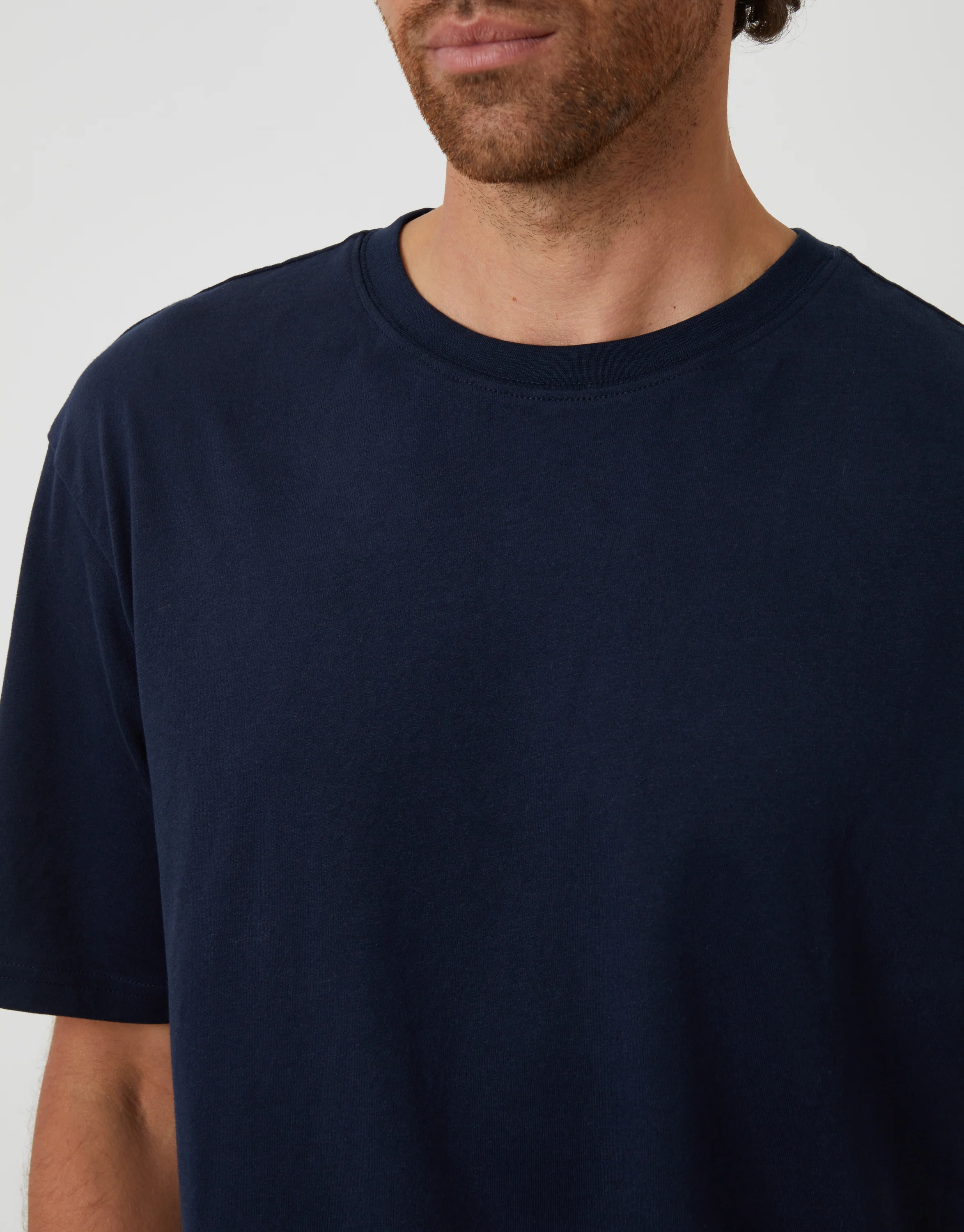 Relaxed Fit Peached Cotton Shortie Lounge Set in Navy - Image 4
