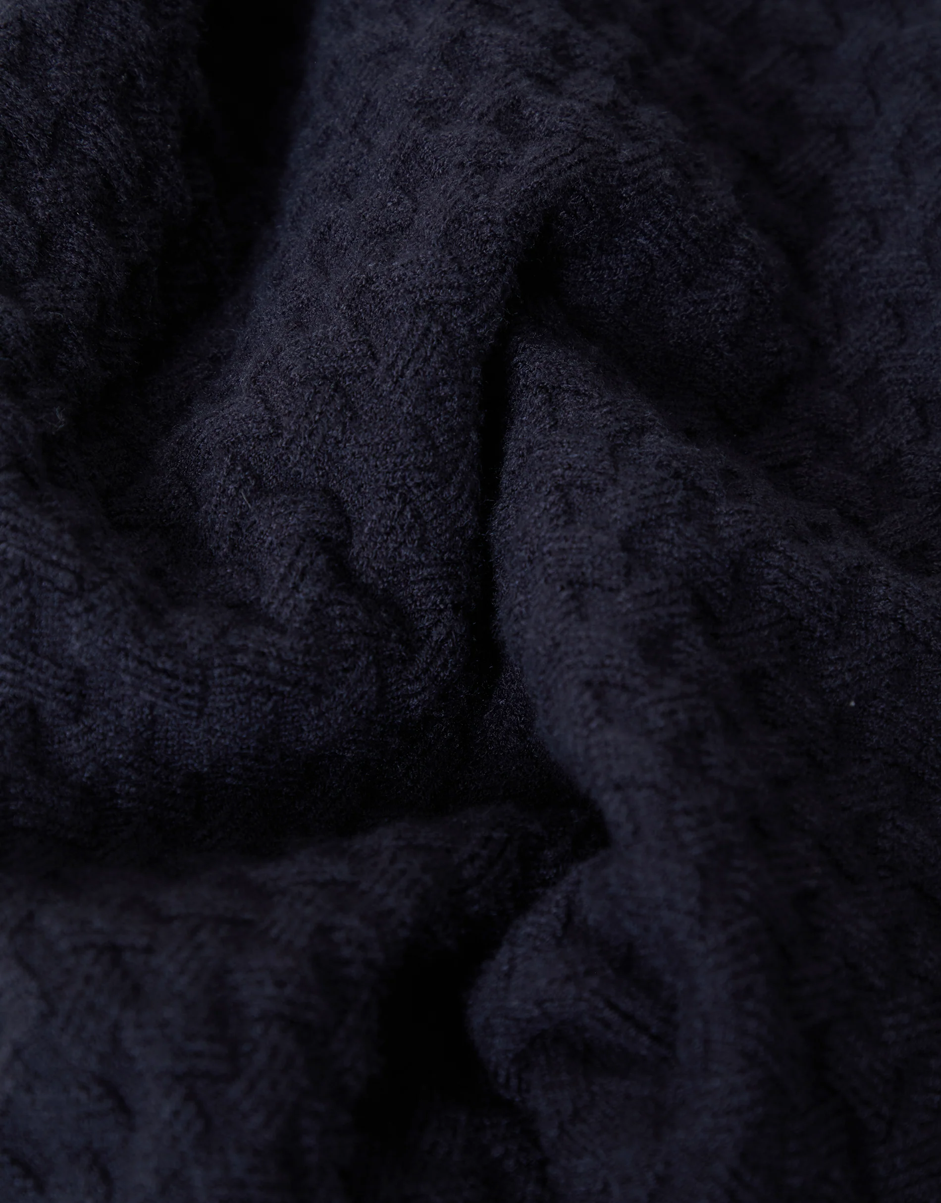 Textured Cable Knit Quarter Zip Jumper in Navy - Image 6