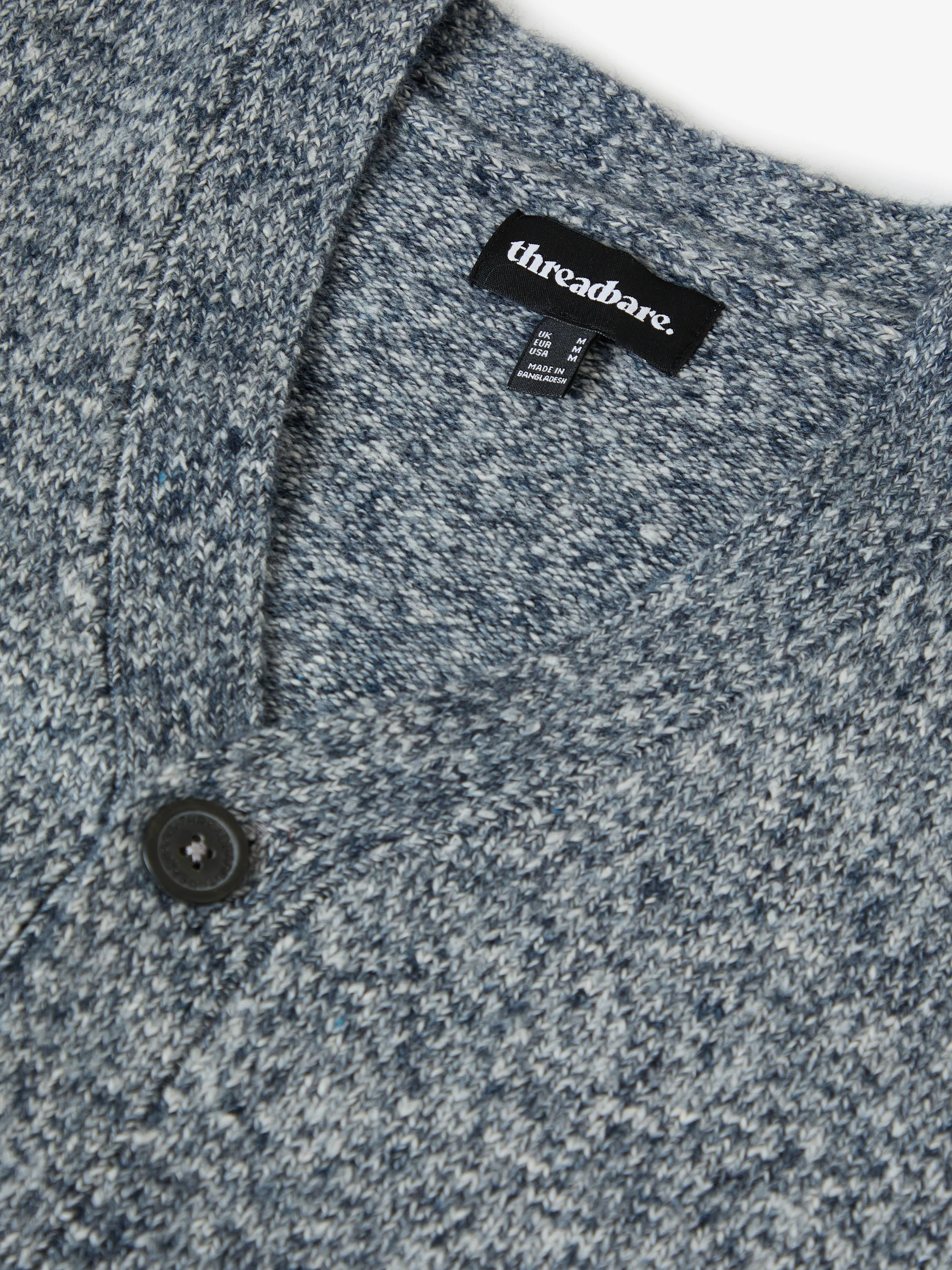 Knitted Button Up Cardigan in Navy Twist - Image 6