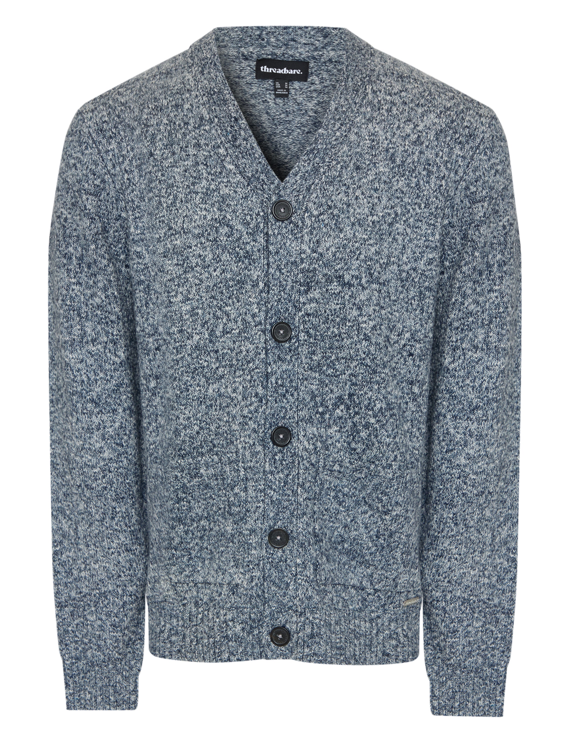 Knitted Button Up Cardigan in Navy Twist - Image 8