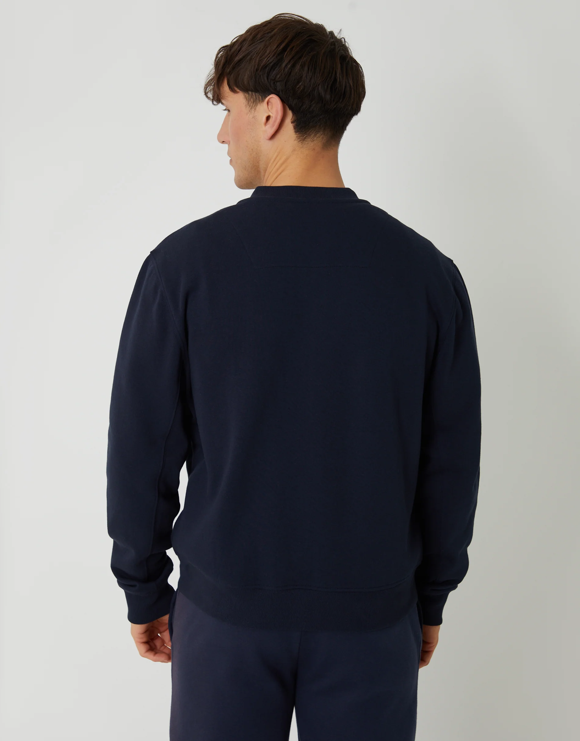 Zip Through Sweat Bomber in Navy - Image 2