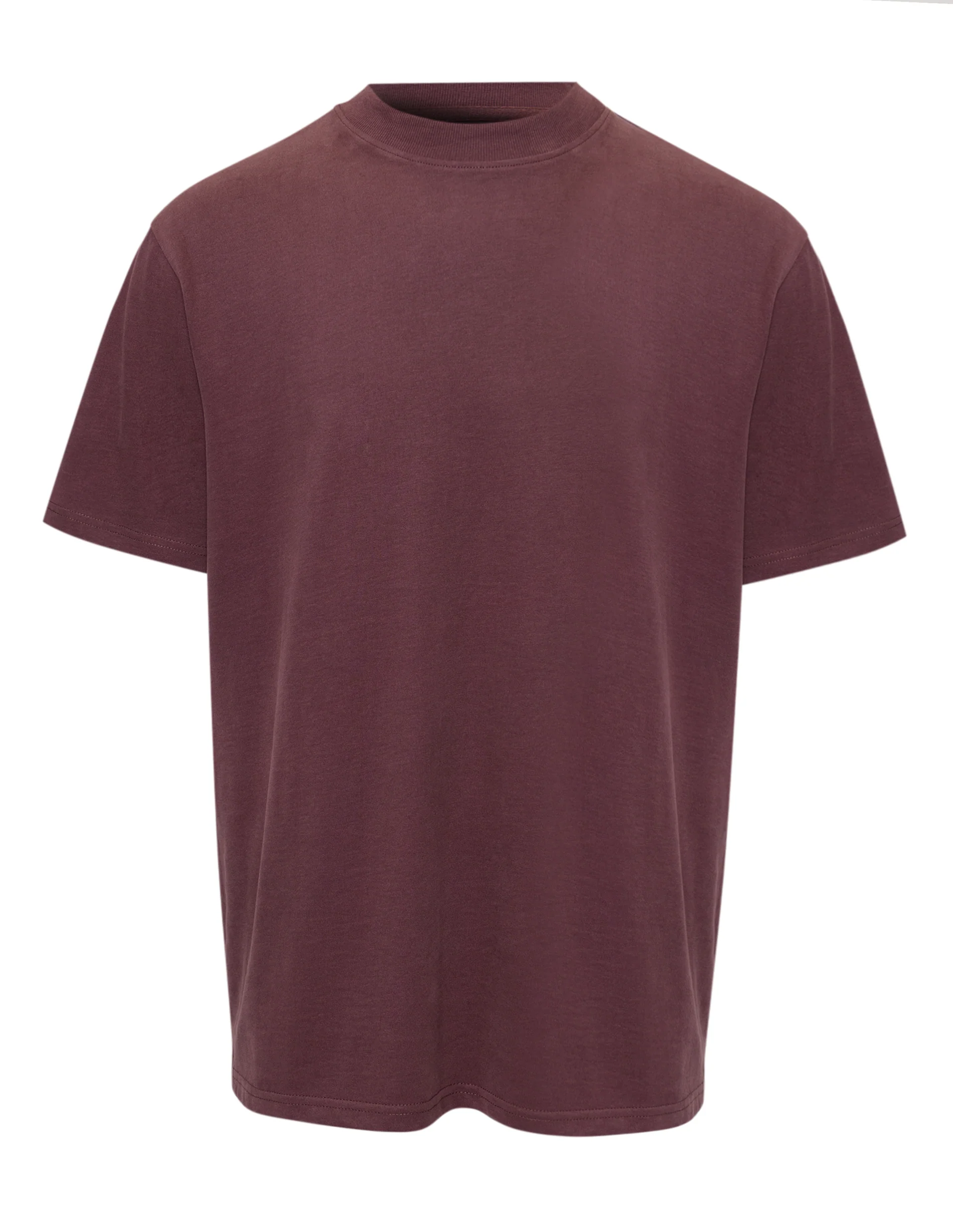 Relaxed Fit Peached Cotton T-Shirt in Plum - Image 5