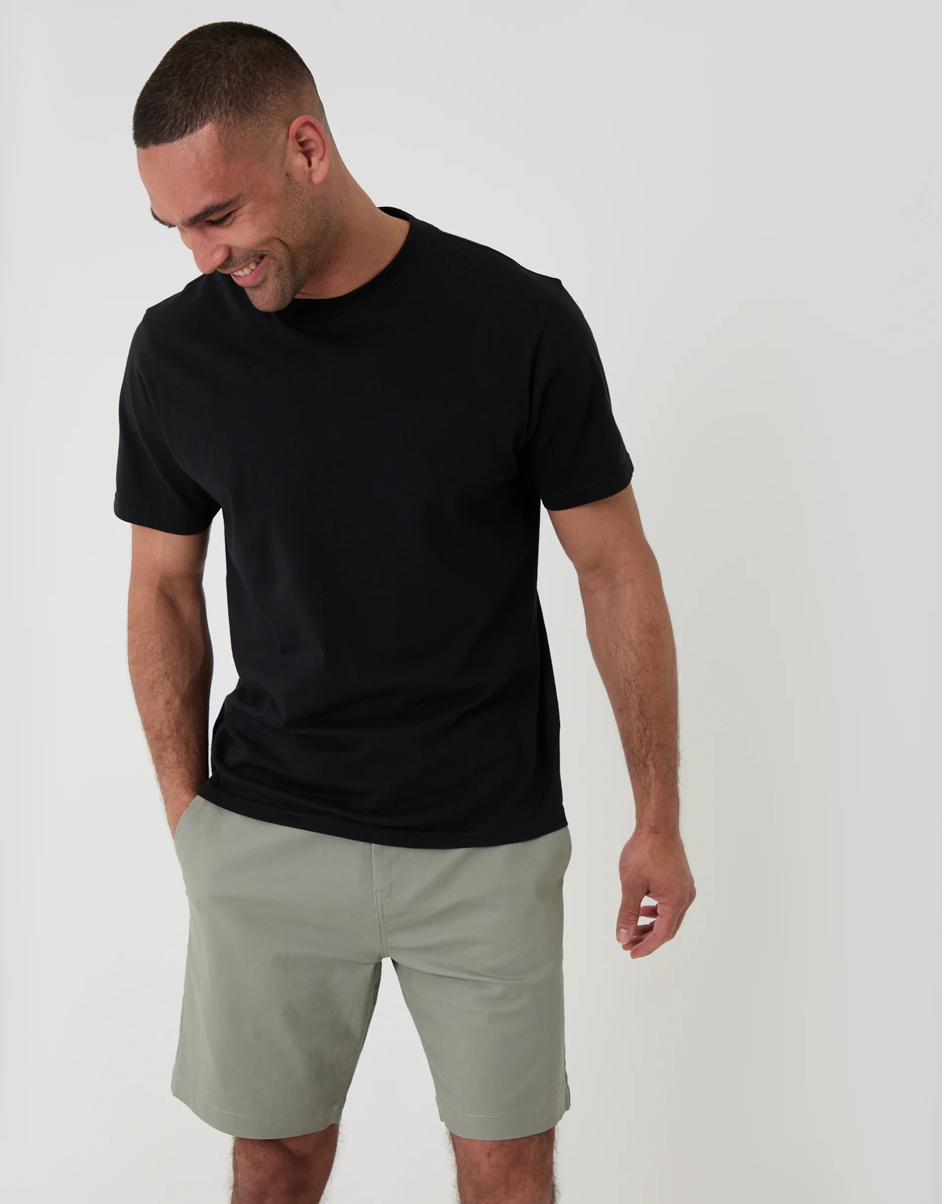 Regular Fit Stretch Chino Shorts in Sage Green - Image 3