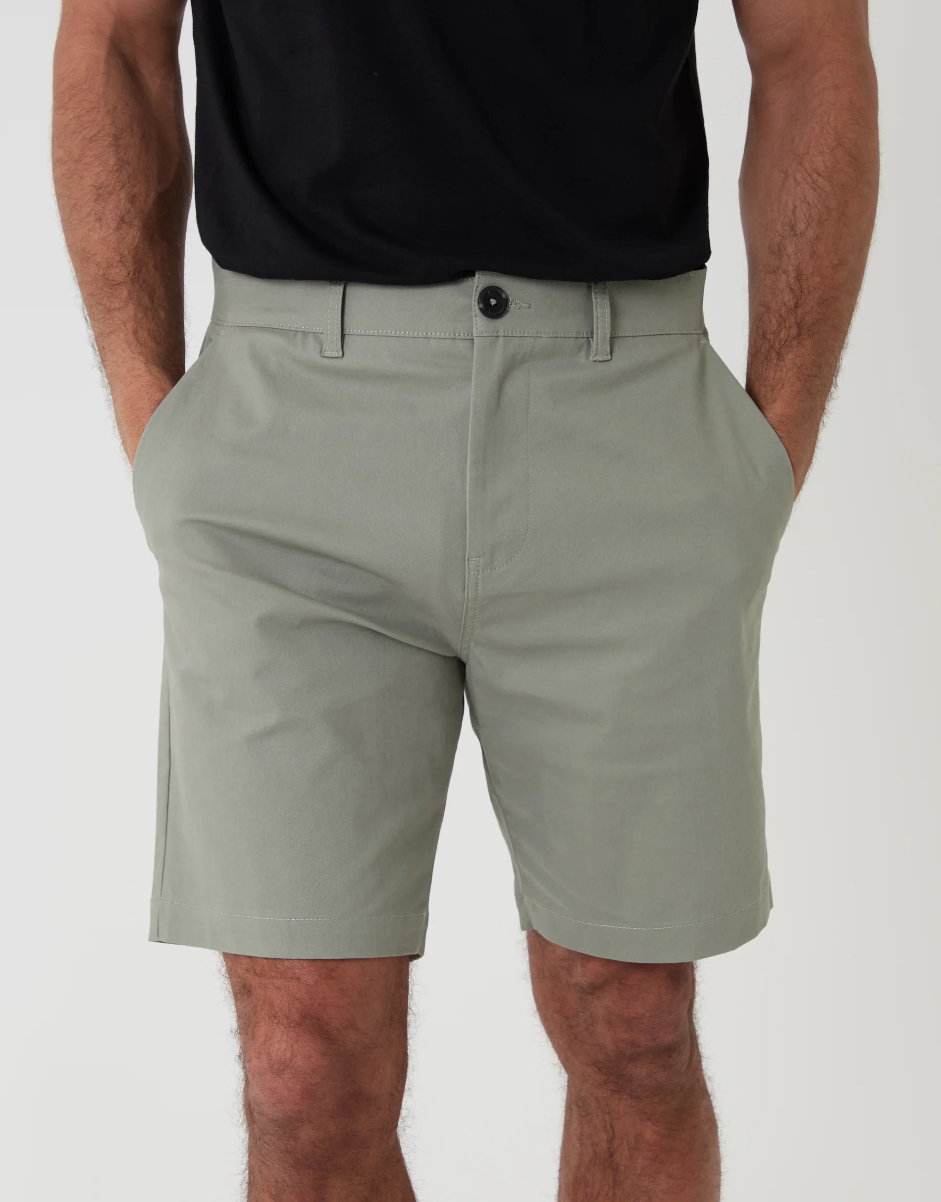 Regular Fit Stretch Chino Shorts in Sage Green - Image 4
