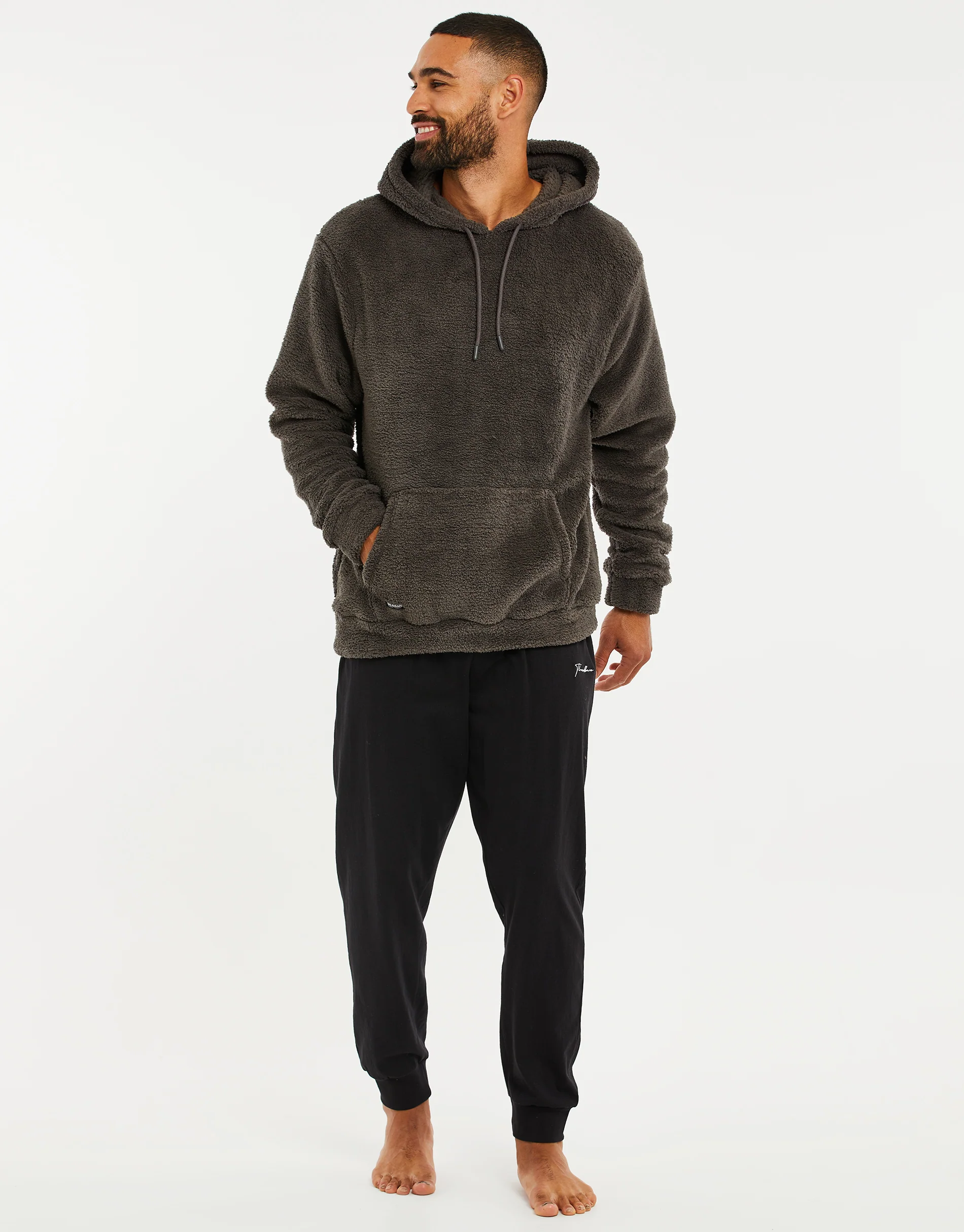 Borg Lounge Hoodie in Slate Grey - Image 3