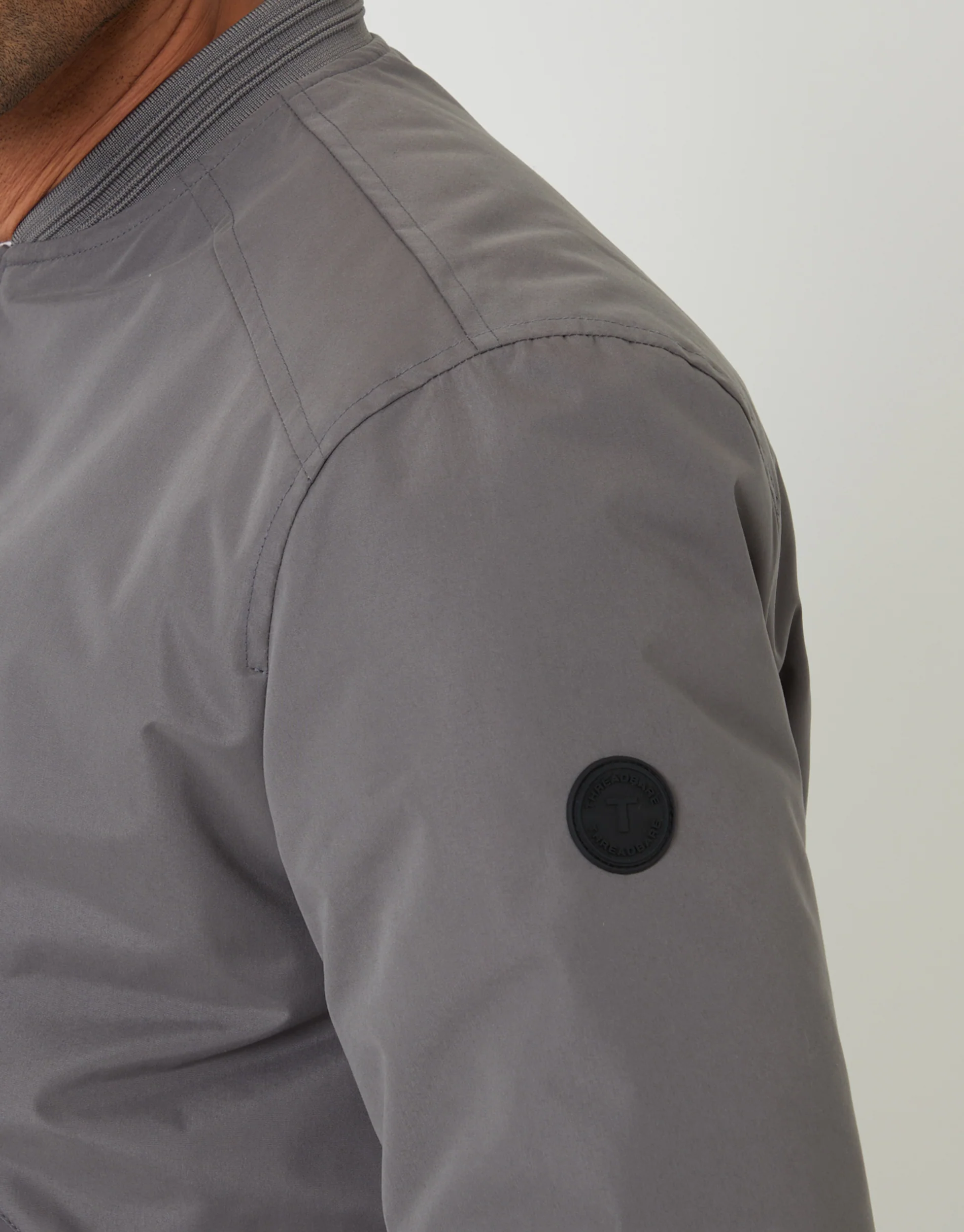 Padded Bomber Jacket in Slate Grey - Image 4