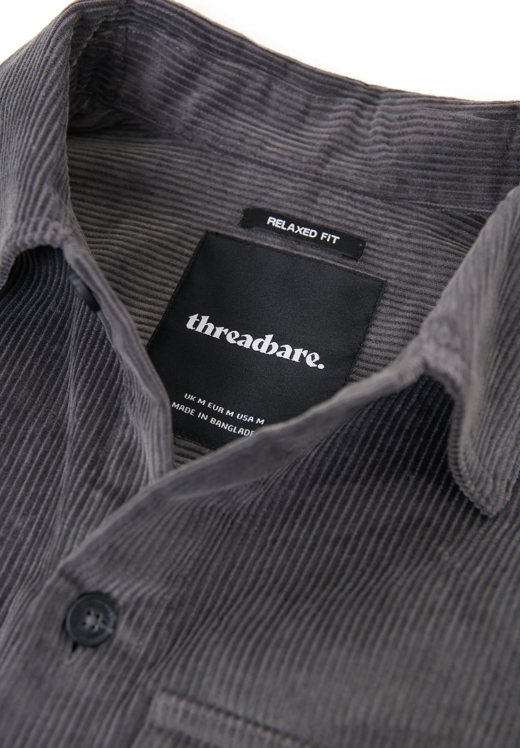 Relaxed Cropped Fit Corduroy Shacket in Slate Grey - Image 4