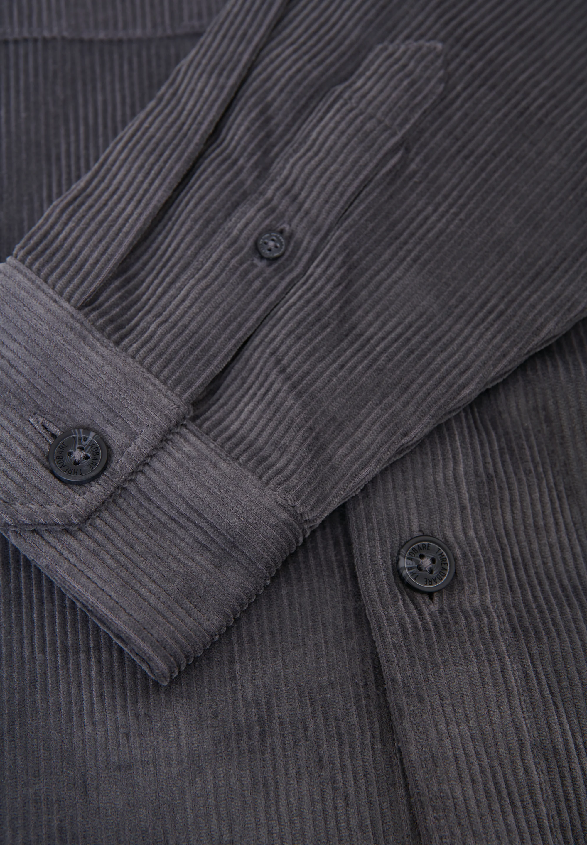 Relaxed Cropped Fit Corduroy Shacket in Slate Grey - Image 5