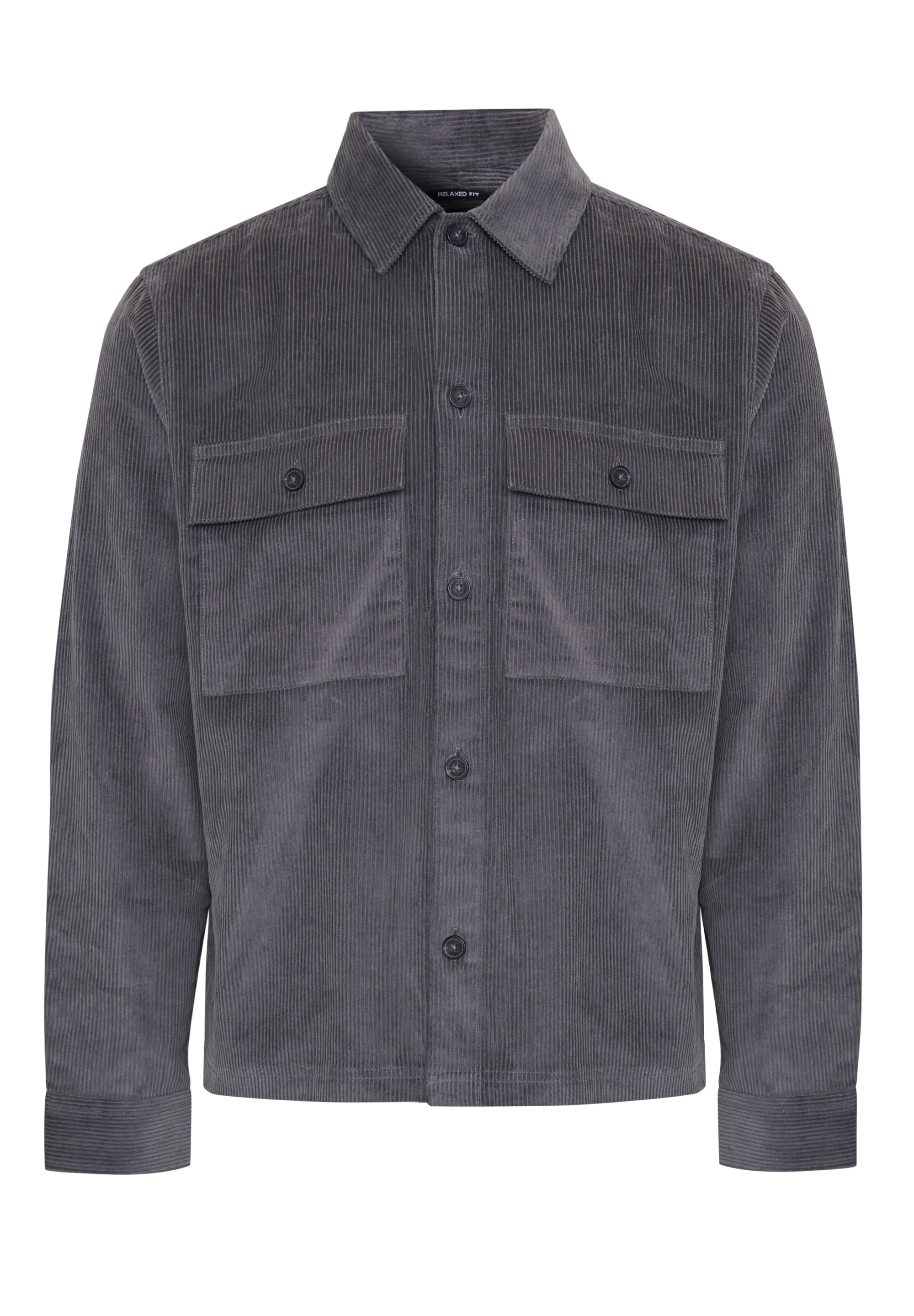 Relaxed Cropped Fit Corduroy Shacket in Slate Grey - Image 6
