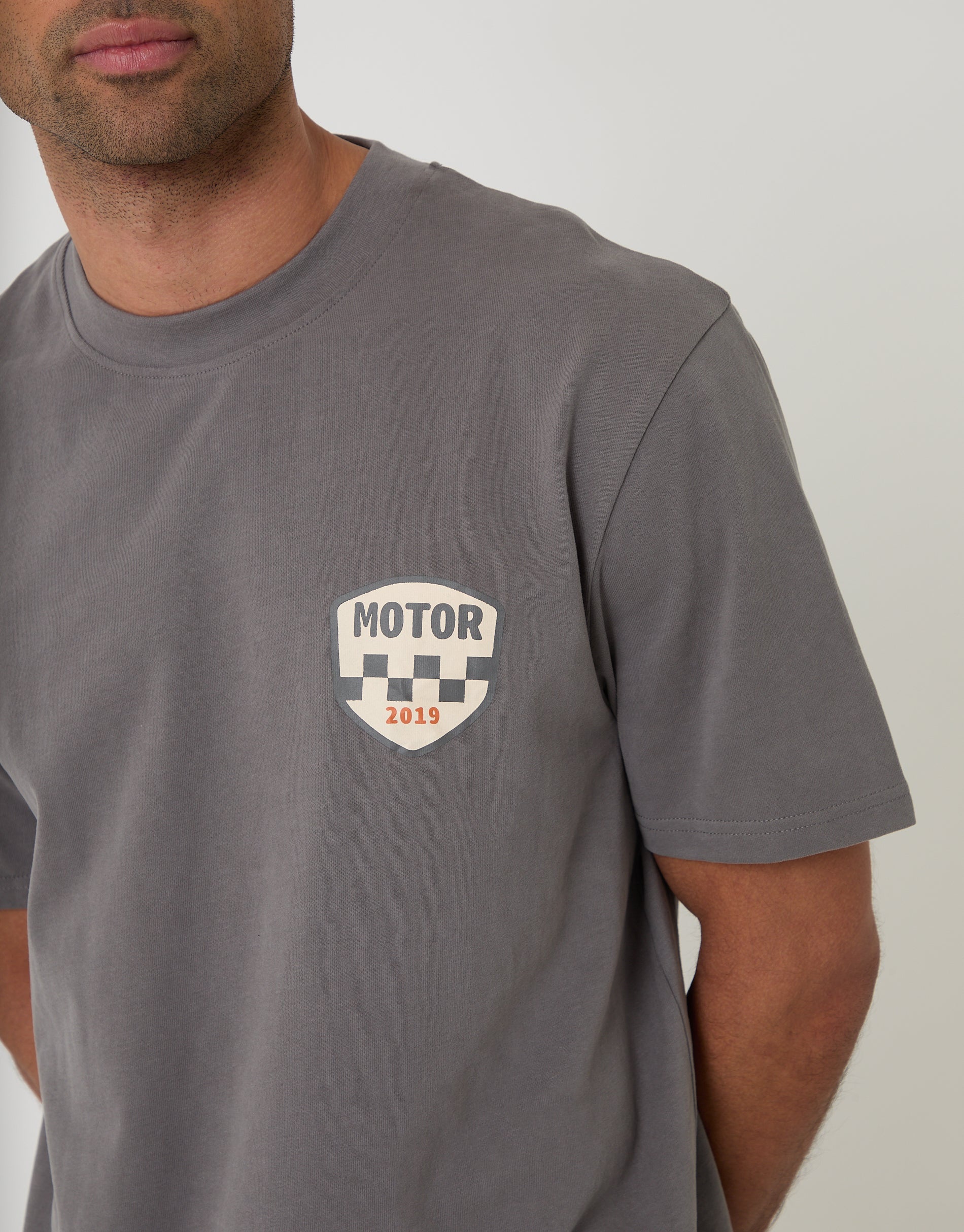 Relaxed Fit Road Trip Peached Cotton T-Shirt in Slate Grey - Image 4