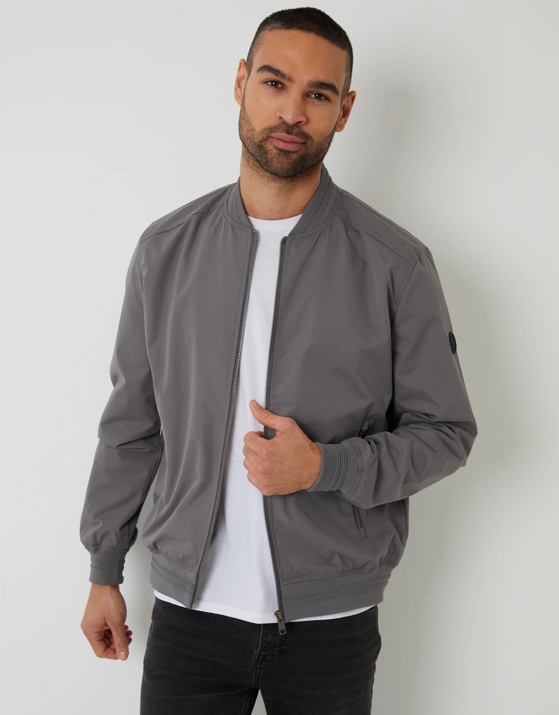 Showerproof Classic Bomber Jacket in Slate Grey