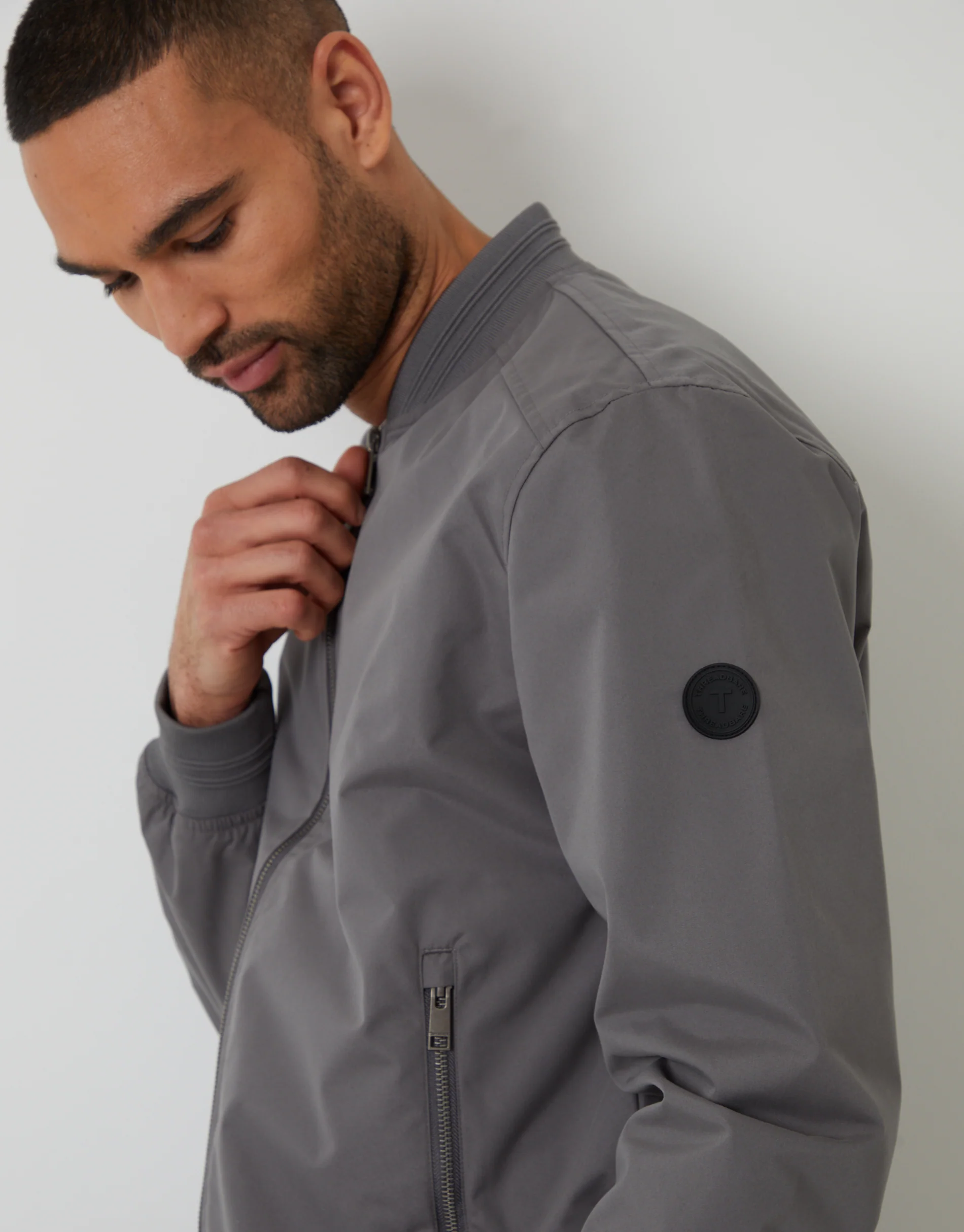 Showerproof Classic Bomber Jacket in Slate Grey - Image 4