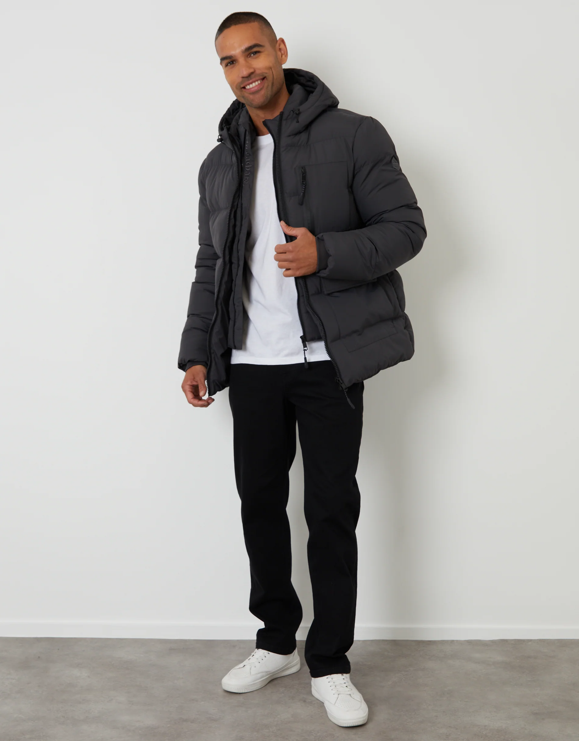 Showerproof Double Layer Puffer Jacket in Slate Grey - Image 3