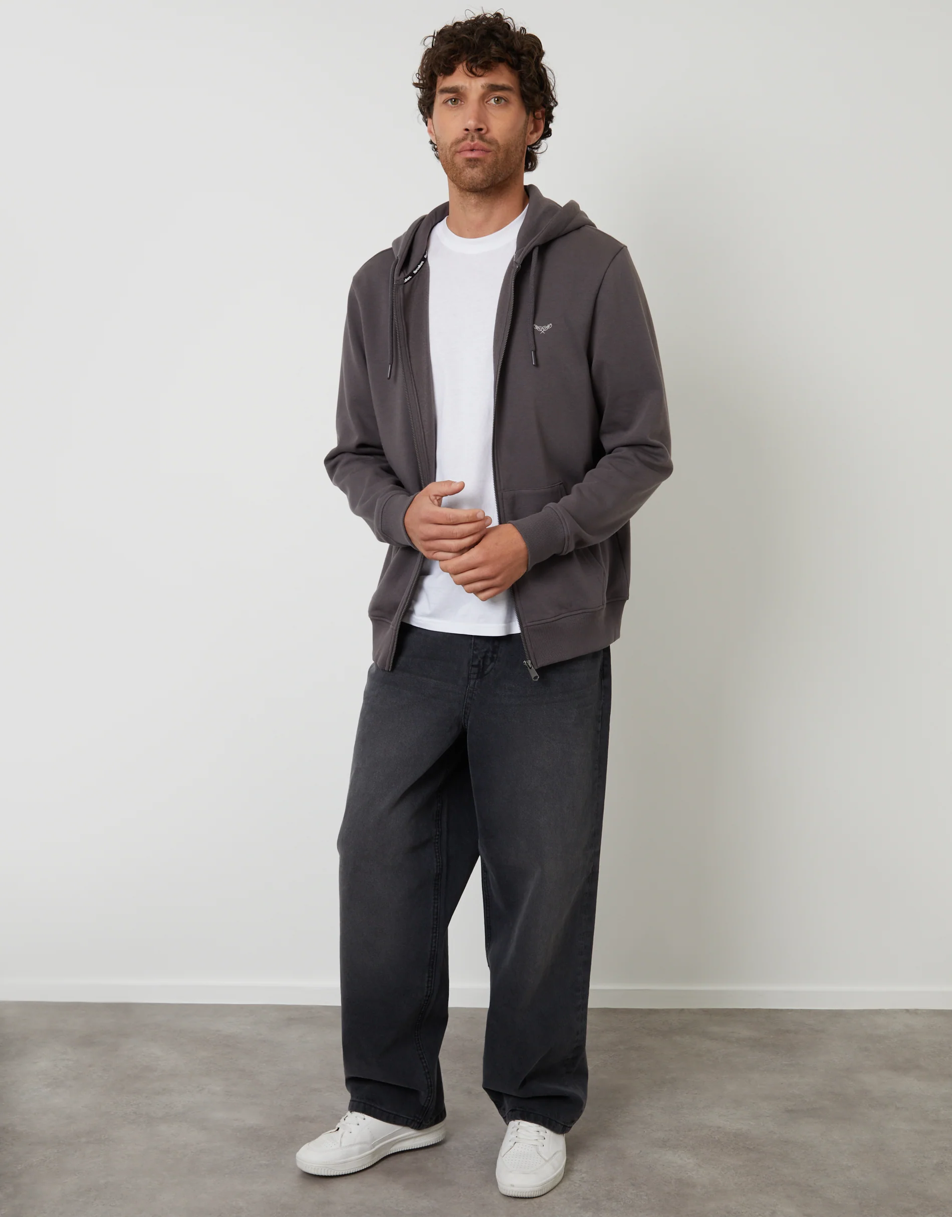 Zip-Through Hoodie in Slate Grey - Image 3