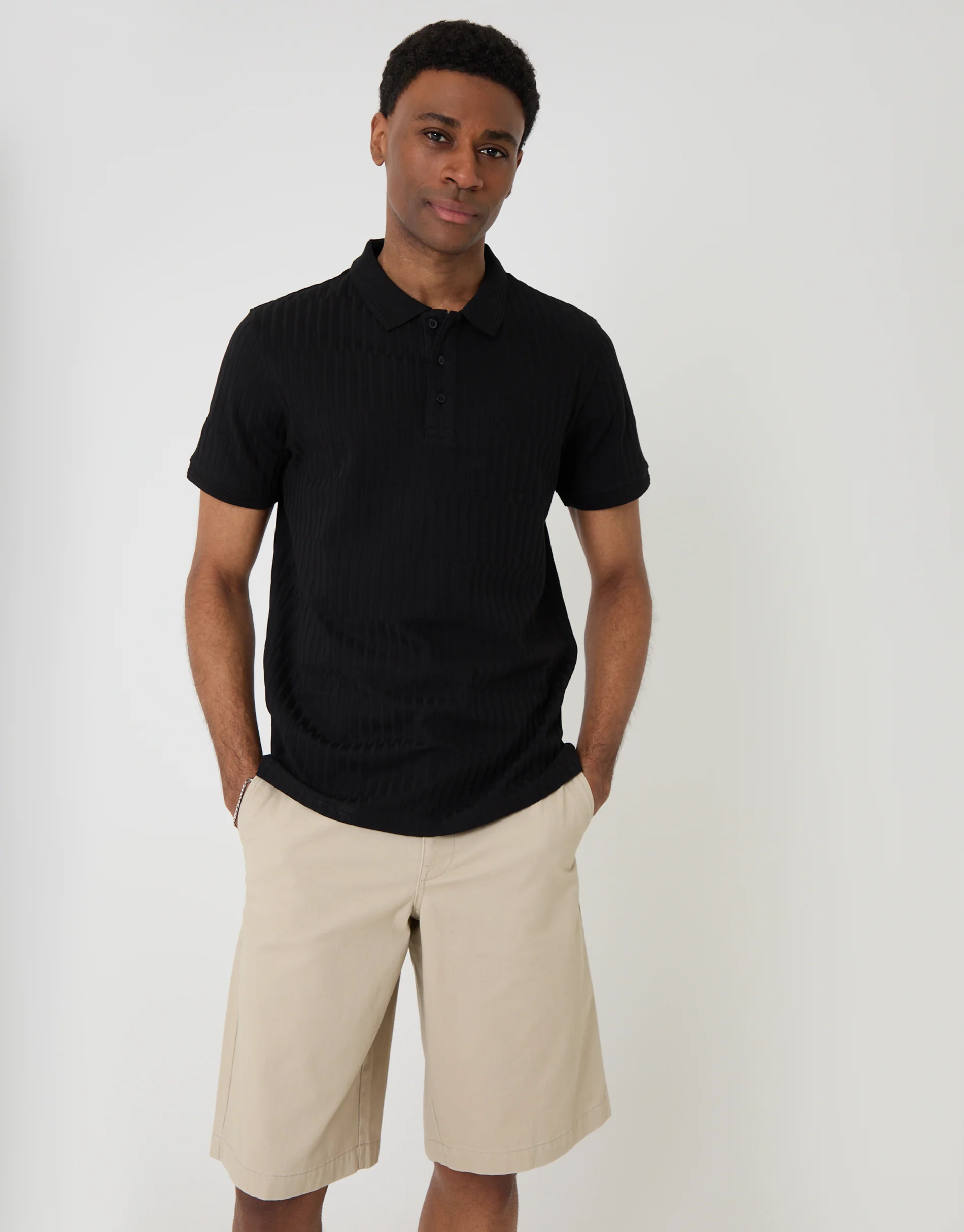 Baggy Fit Cotton Chino Shorts in Stone