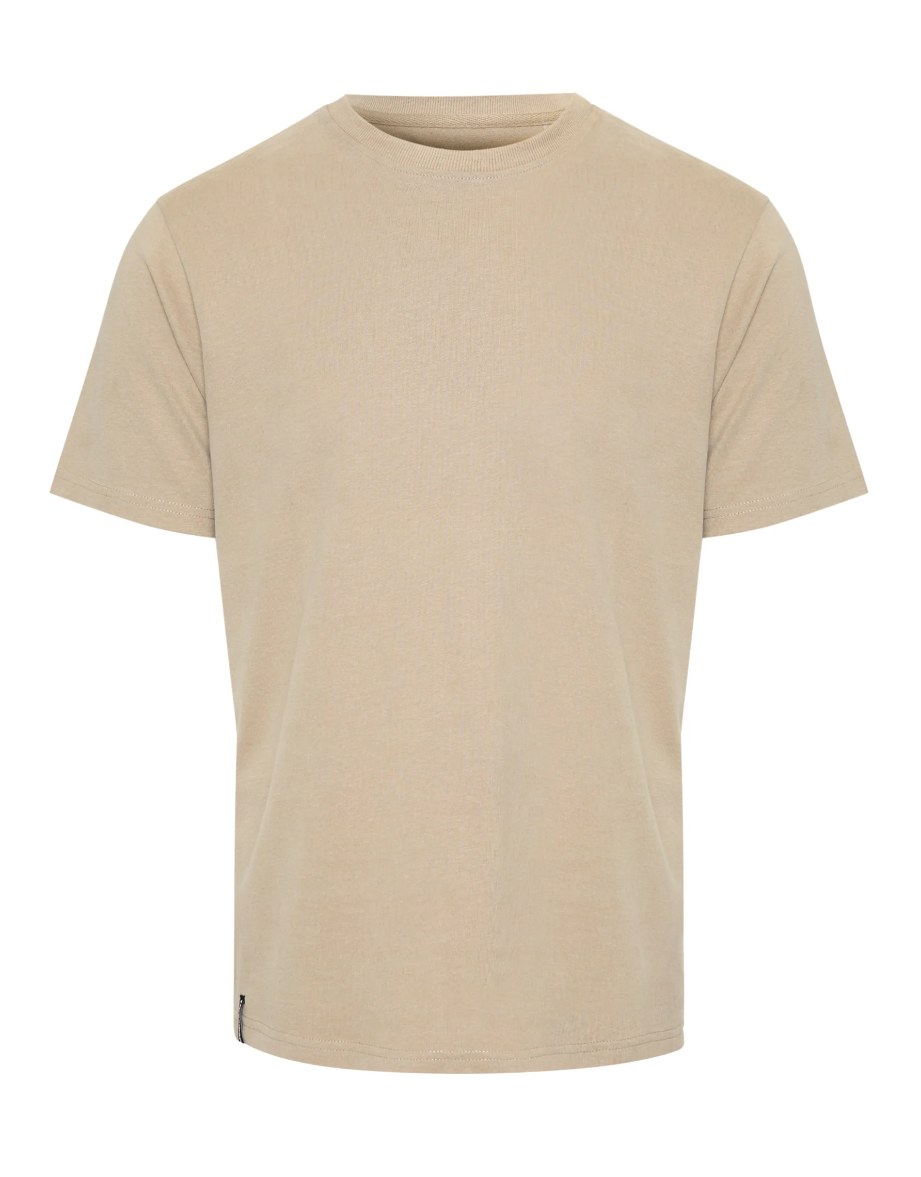 Peached Cotton Crew Neck T-Shirt in Stone - Image 5