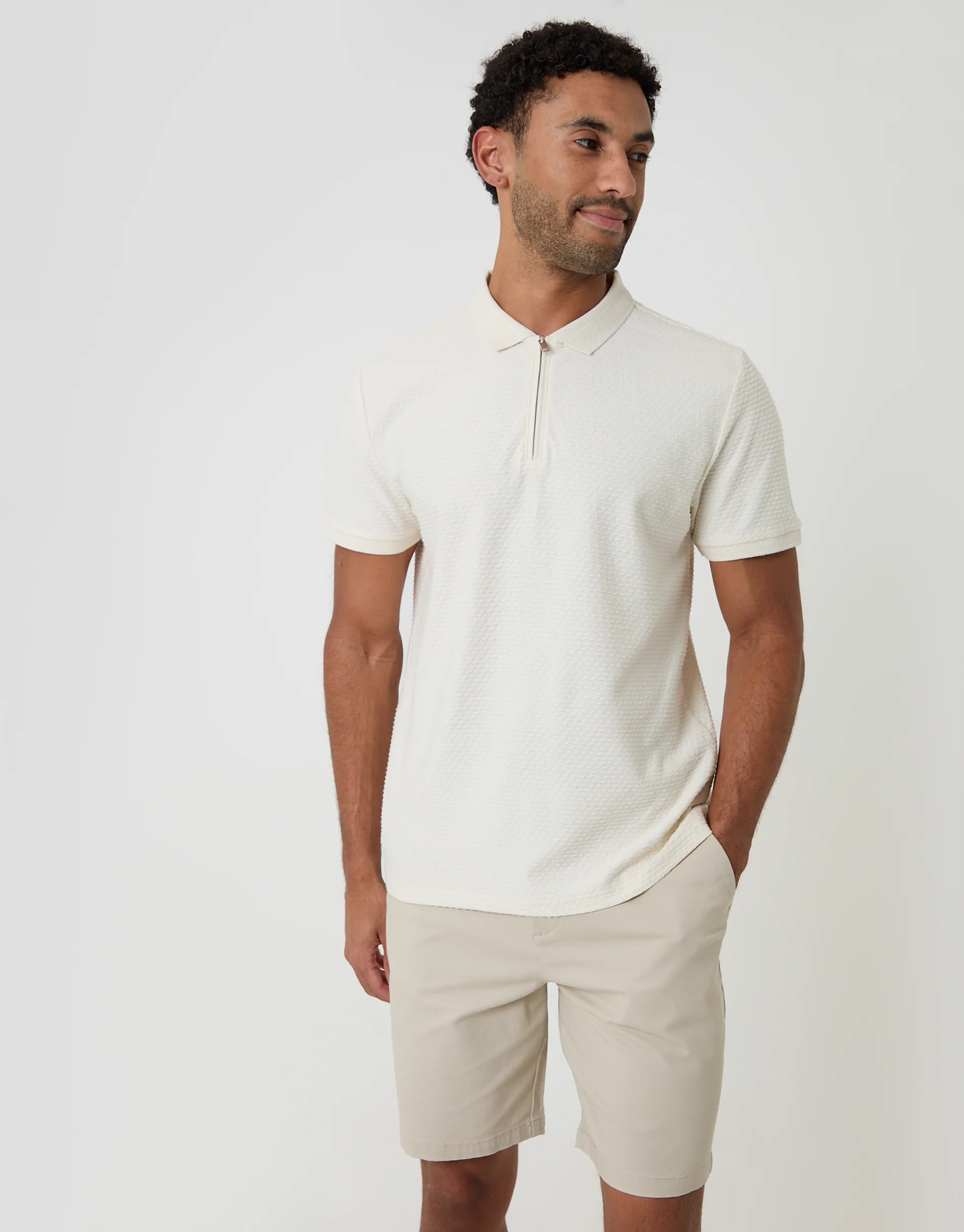 Regular Fit Stretch Chino Shorts in Stone