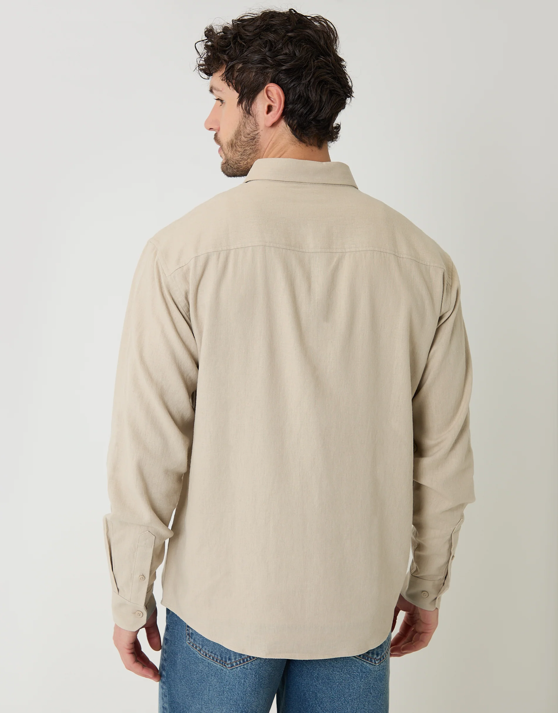 Relaxed Fit Linen Blend Shirt in Stone - Image 2