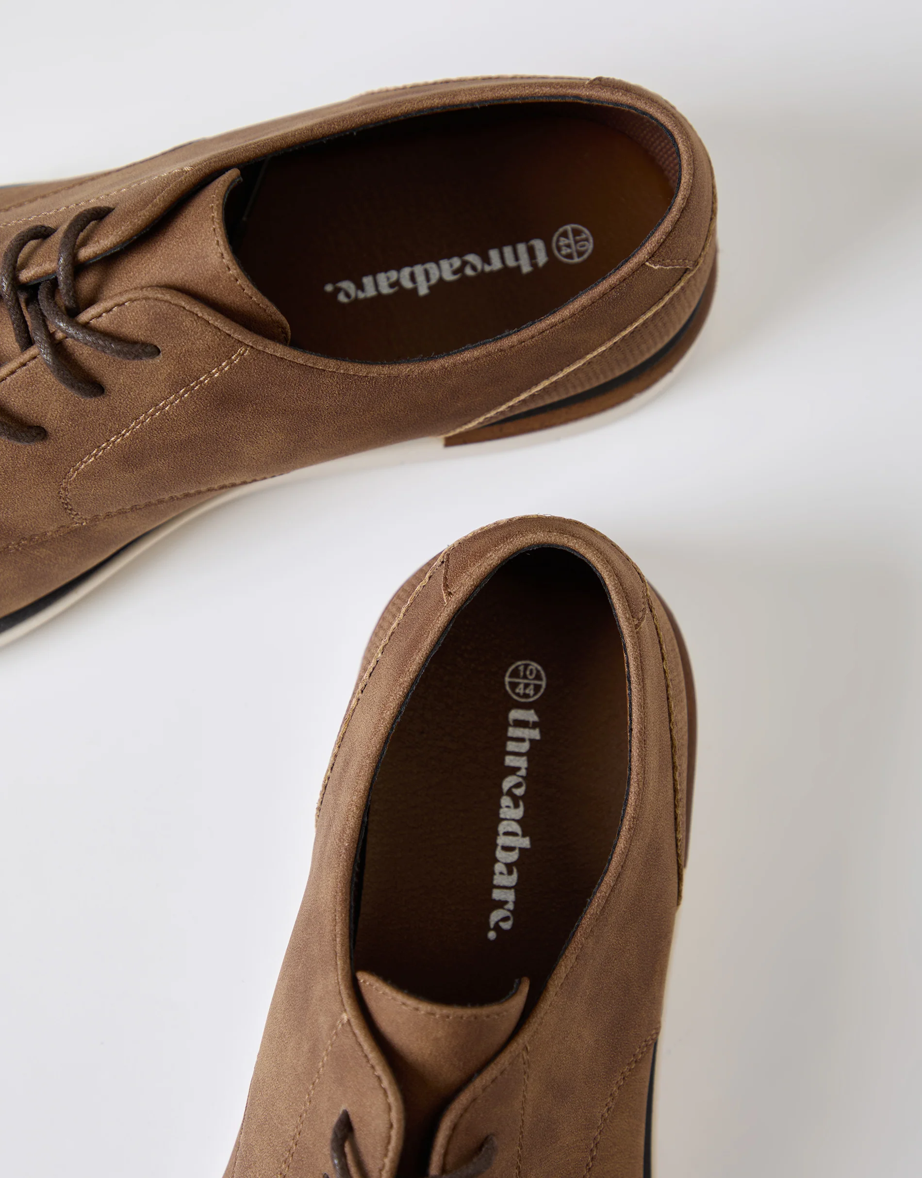 Faux Suede Derby Shoes in Tan Brown - Image 4