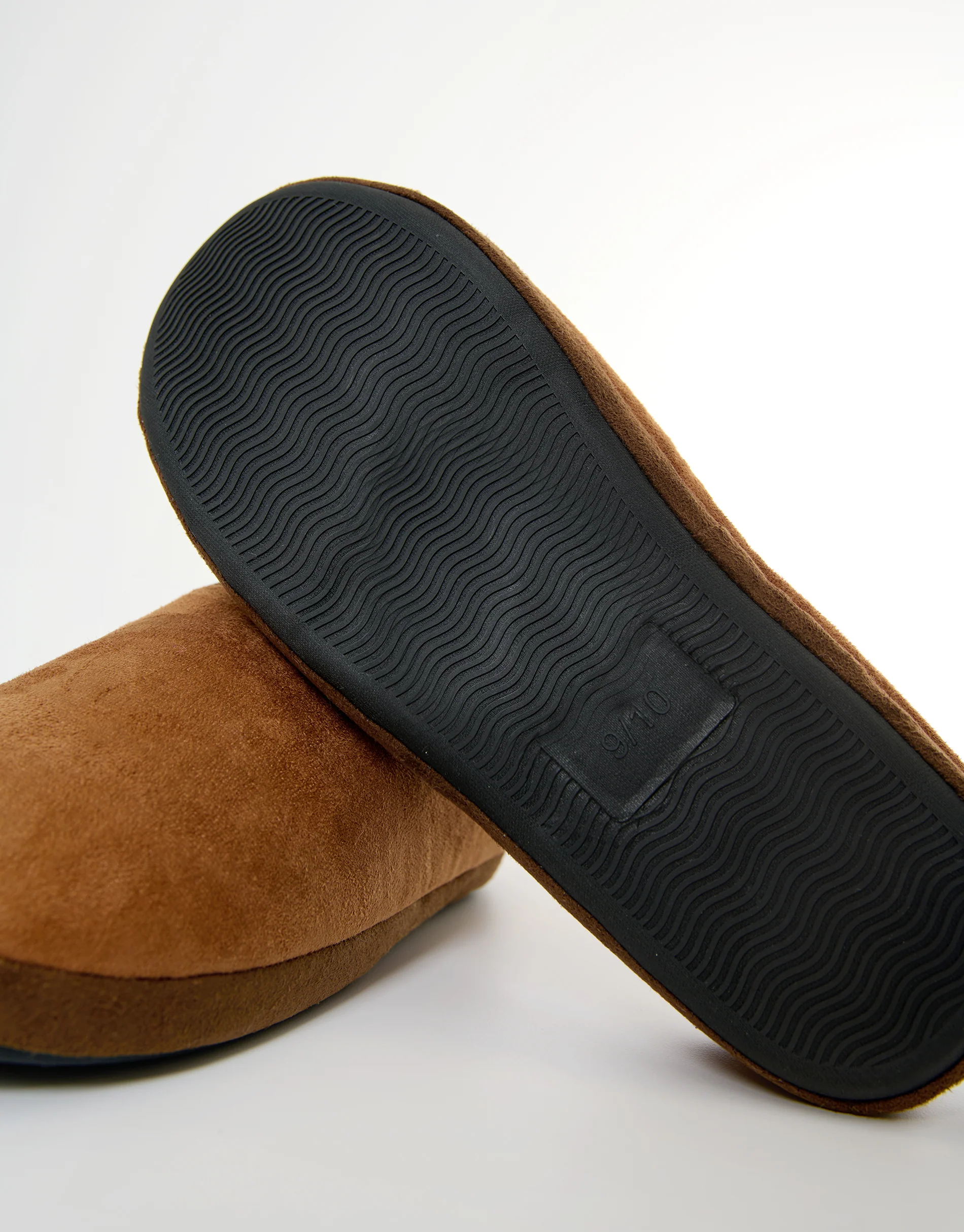 Faux Suede Faux Fur Lined Mule Slippers in Tan Brown - Image 5