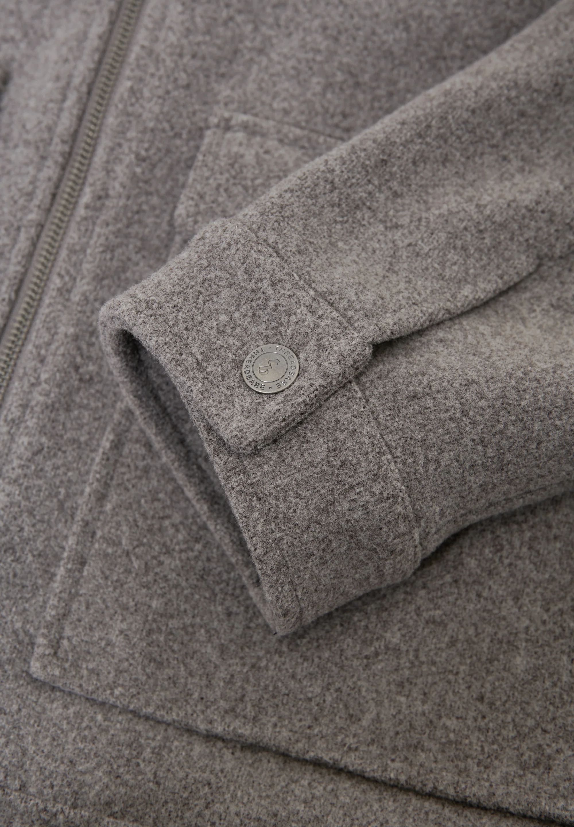 Faux Wool Collared Lightweight Utility Jacket in Taupe - Image 6