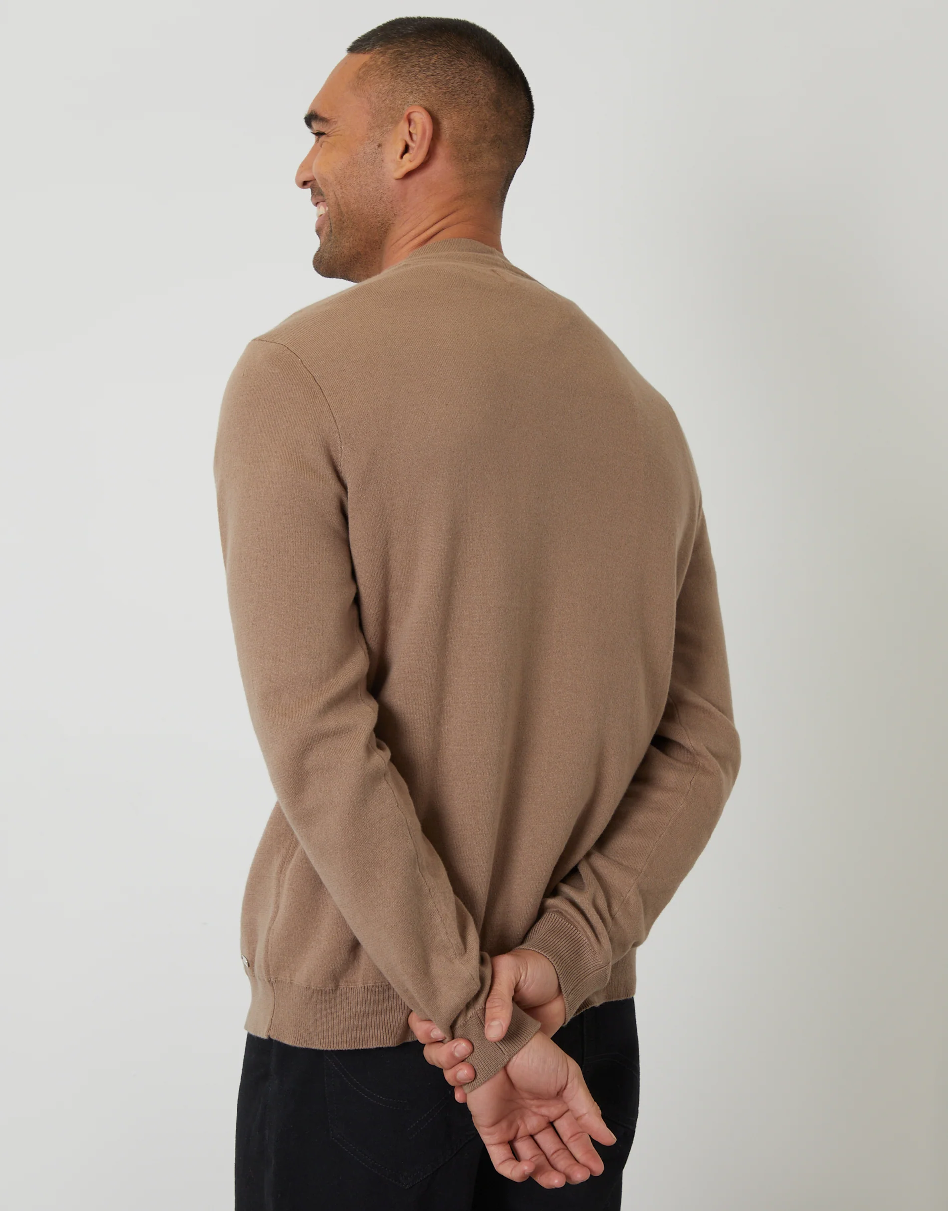Button Up Knitted Cardigan in Taupe - Image 2