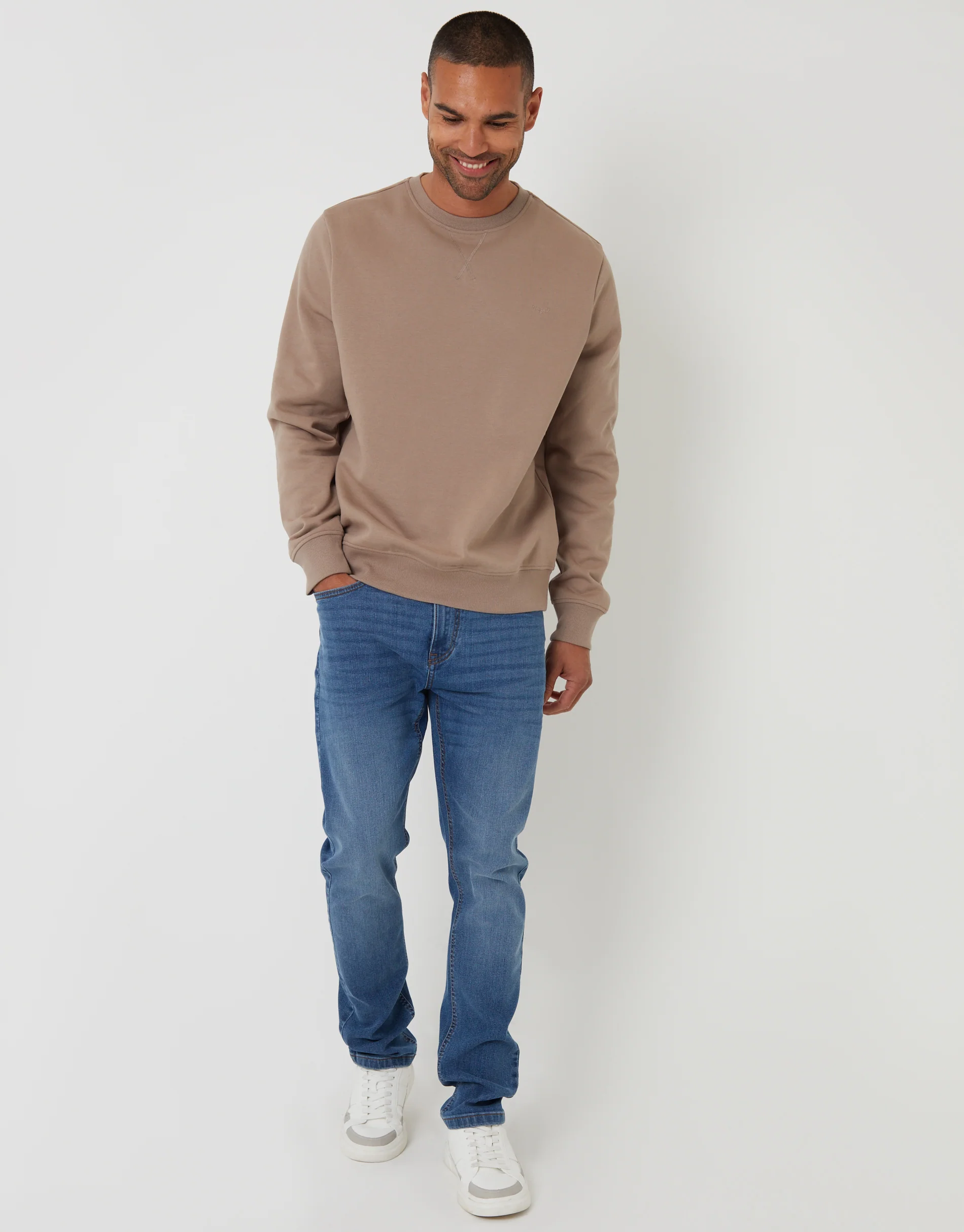 Crew Neck Sweatshirt in Taupe - Image 3