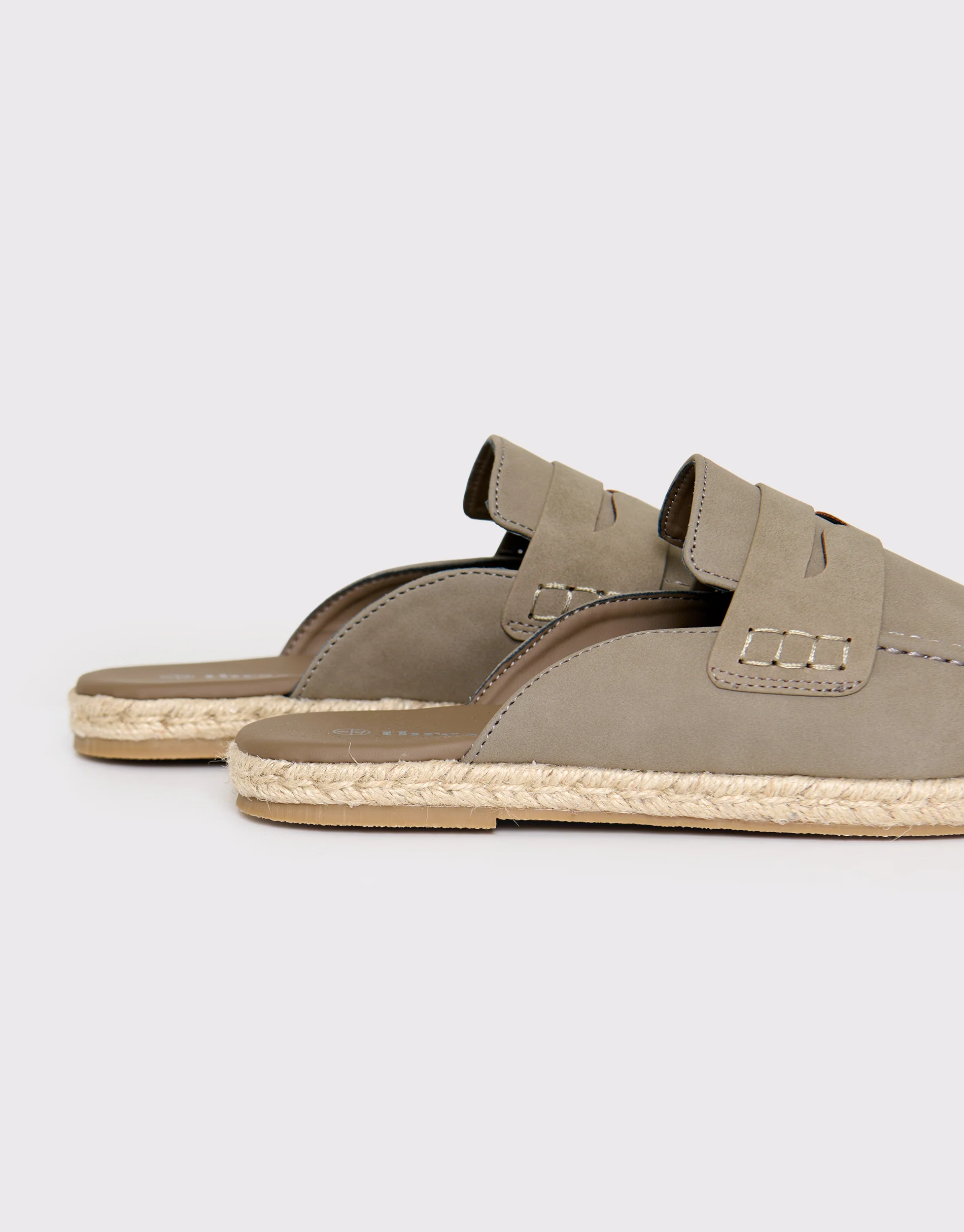 Faux Suede Penny Loafer Sandals in Taupe - Image 4