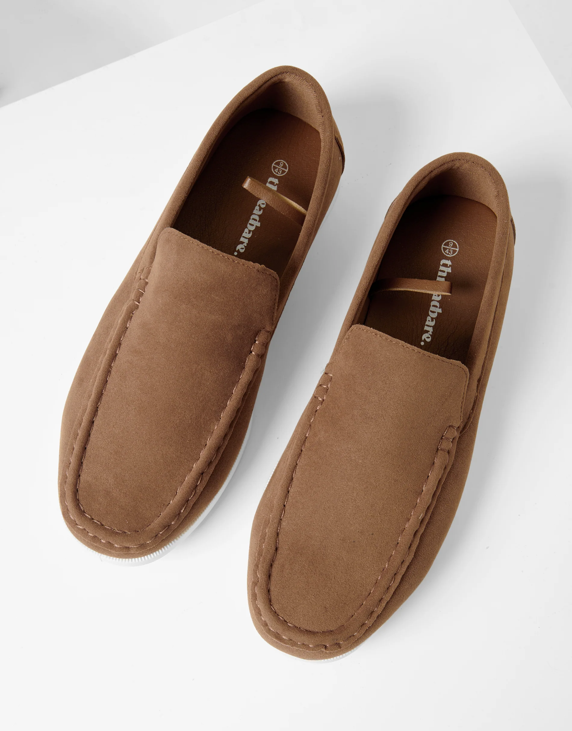 Faux Suede Slip On Loafers in Taupe - Image 3