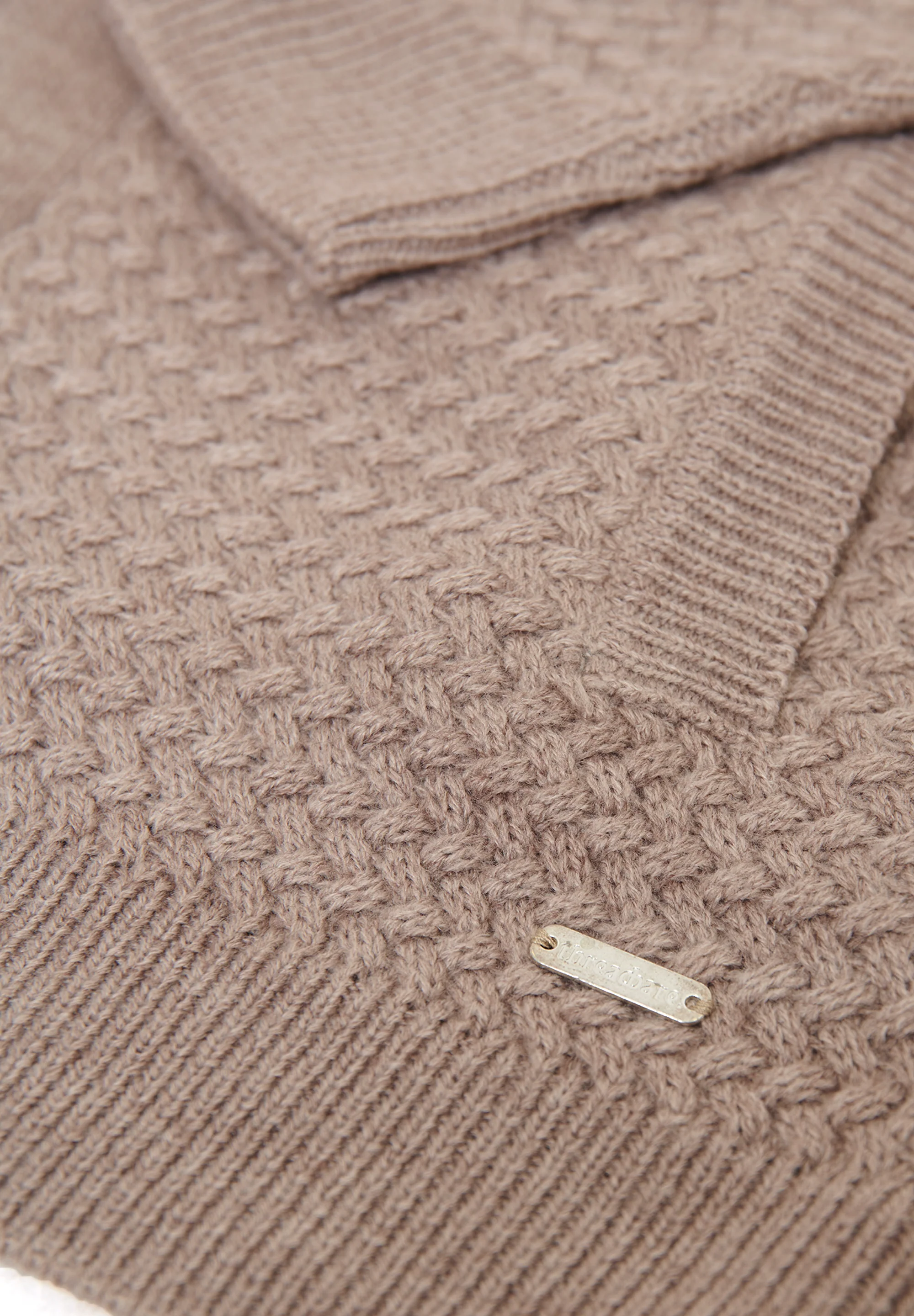 Knitted Shawl Cardigan in Taupe - Image 6