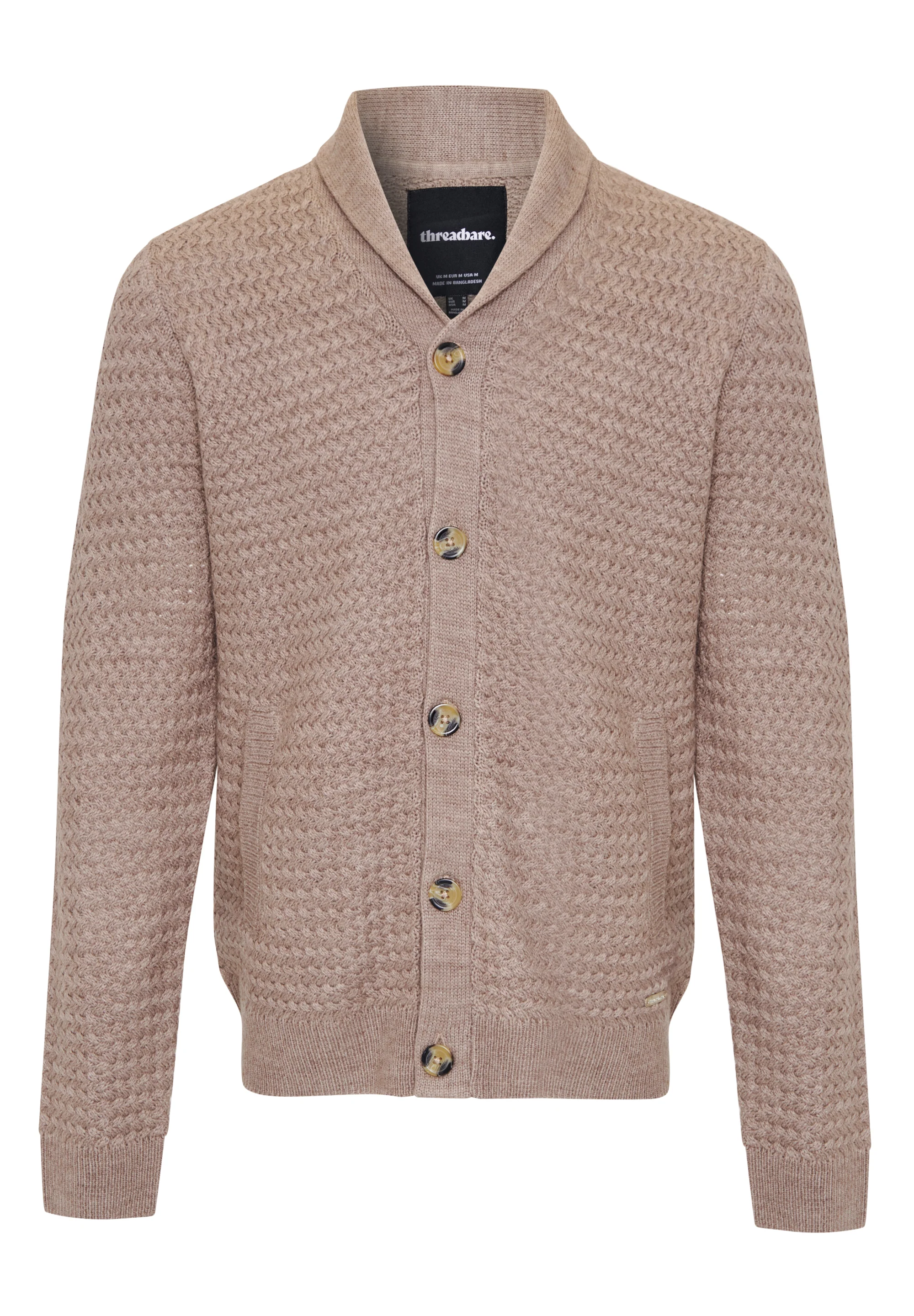 Knitted Shawl Cardigan in Taupe - Image 7