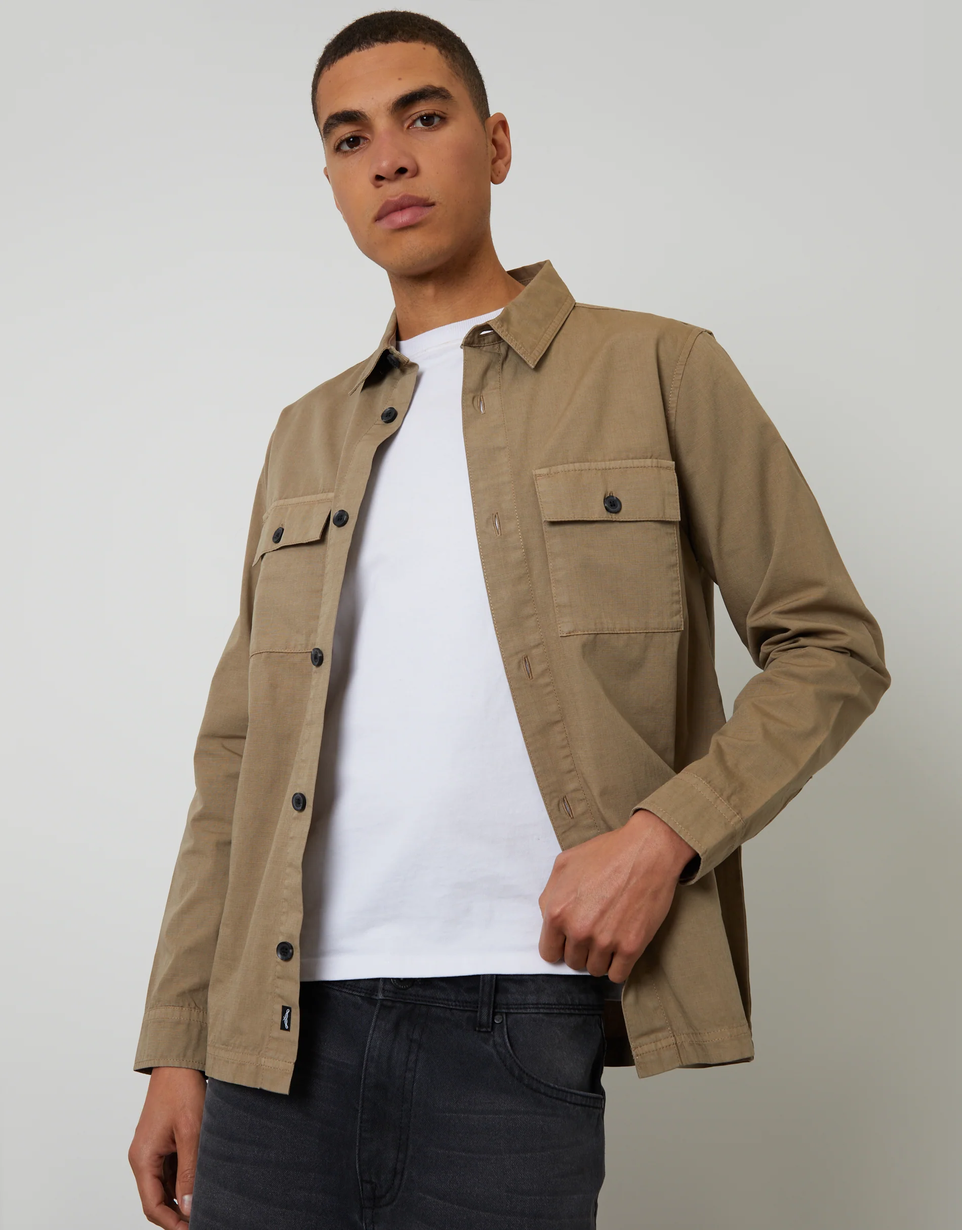 Lightweight Shacket in Taupe