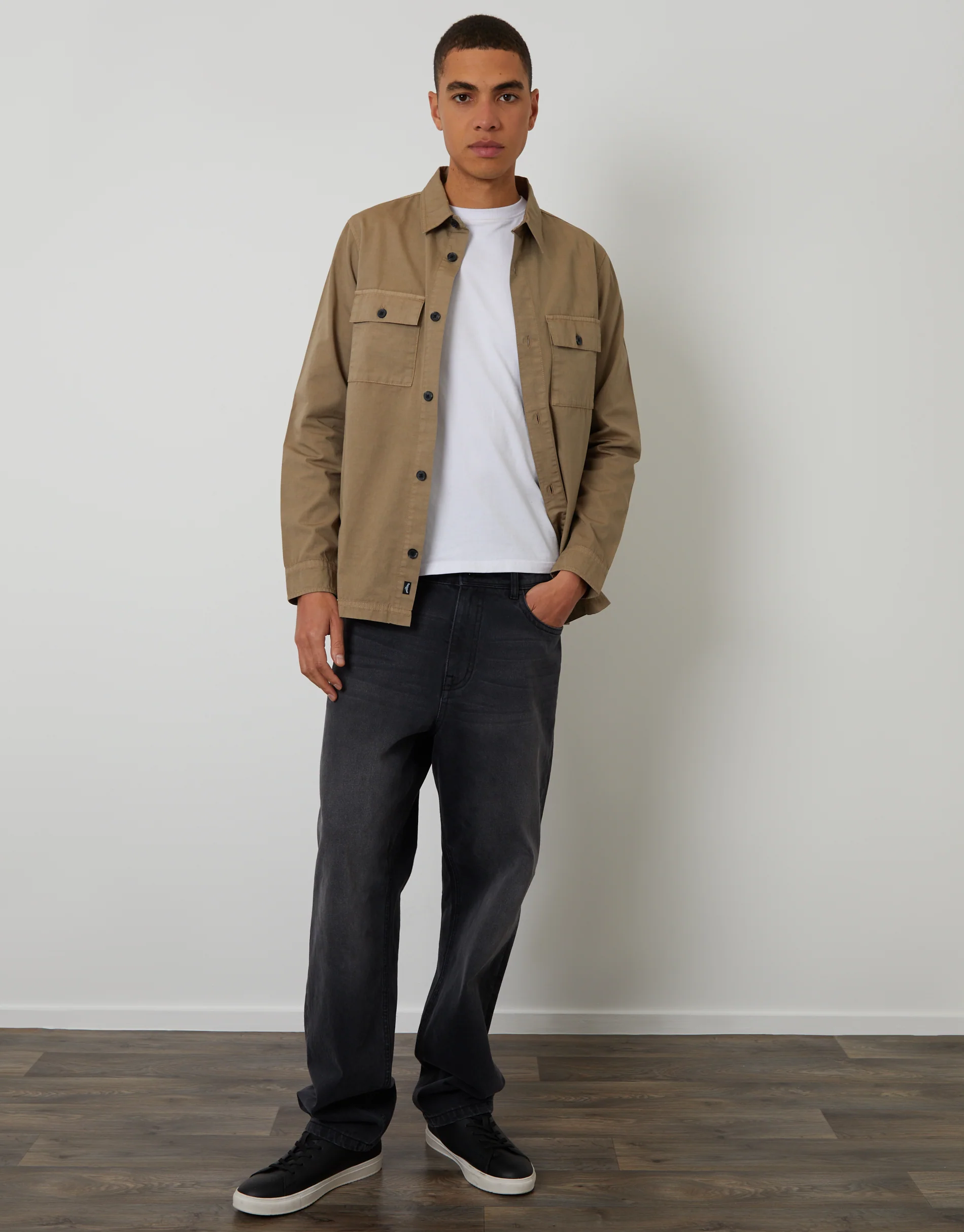 Lightweight Shacket in Taupe - Image 3