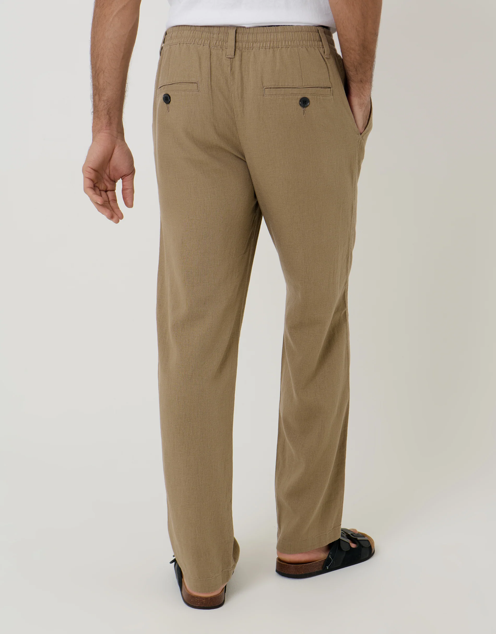 Linen Blend Trousers in Taupe - Image 3