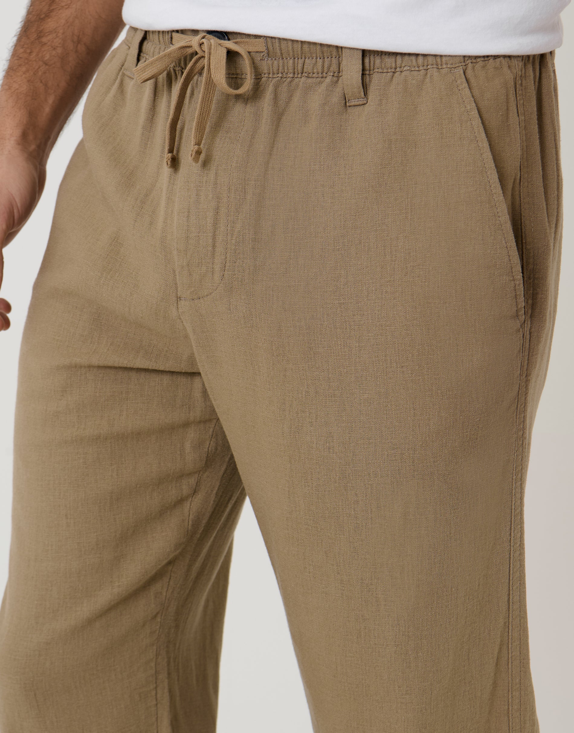 Linen Blend Trousers in Taupe - Image 4